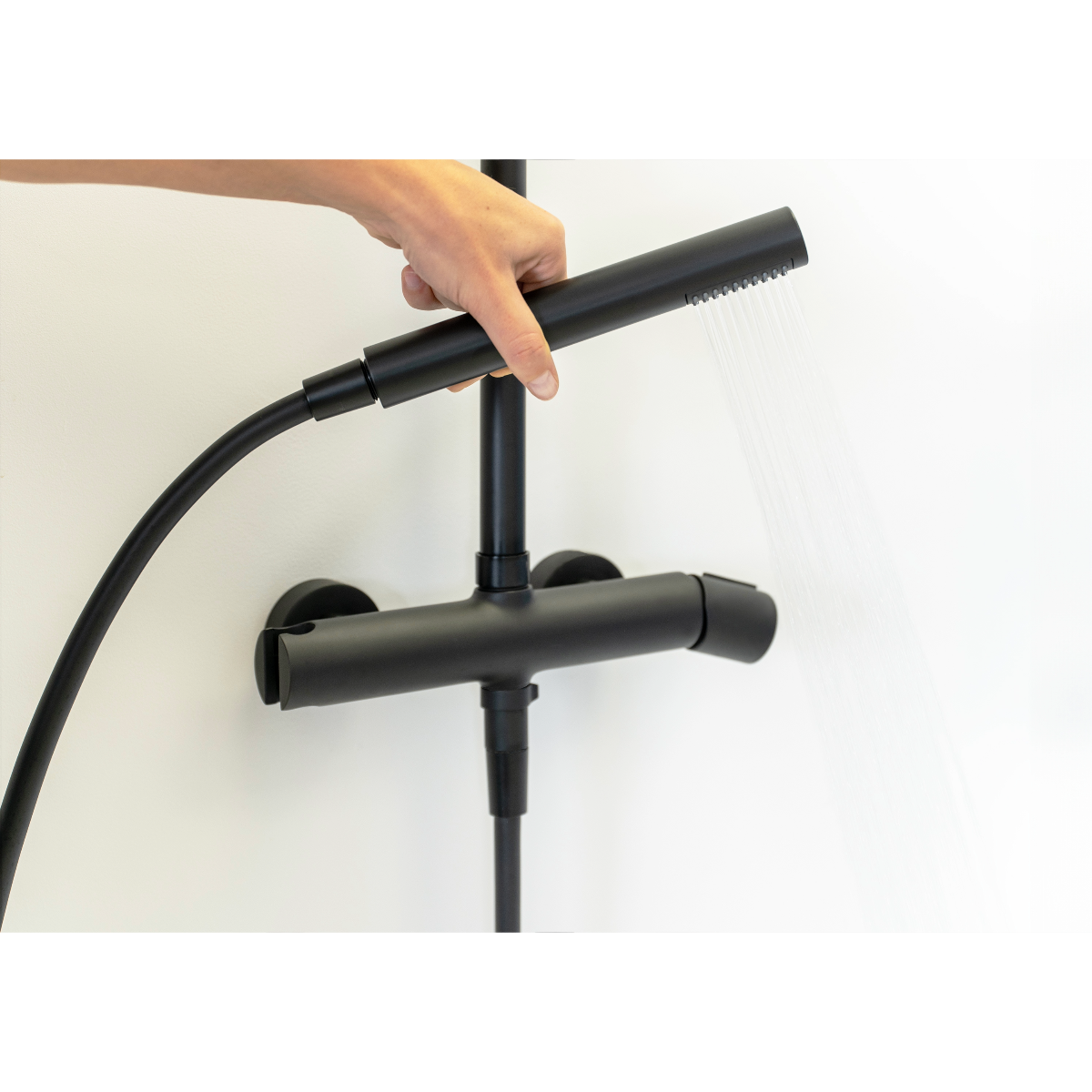 Colonne de douche mécanique laiton – Tête 250 mm, douchette stylo
