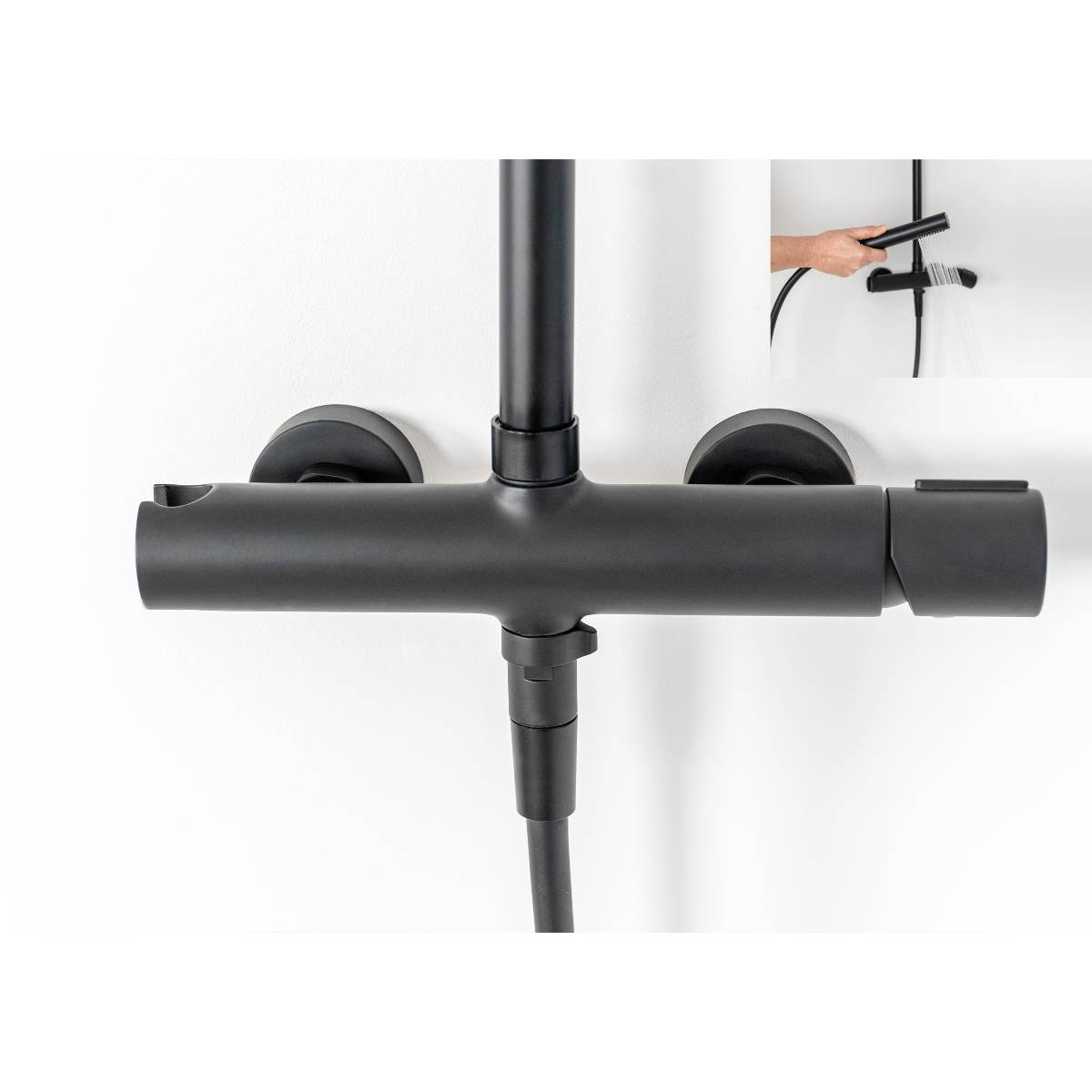 Colonne de douche mécanique laiton – Tête 250 mm, douchette stylo
