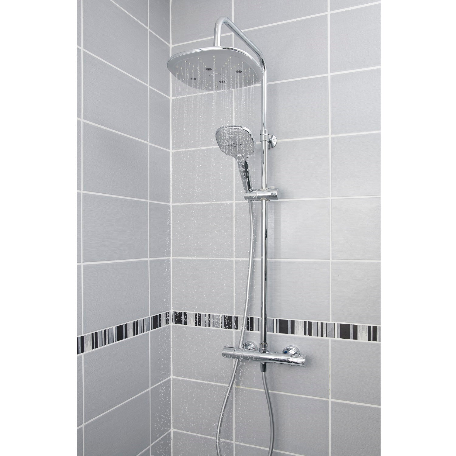 Colonne de douche thermostatique laiton – Tête carrée 240 mm