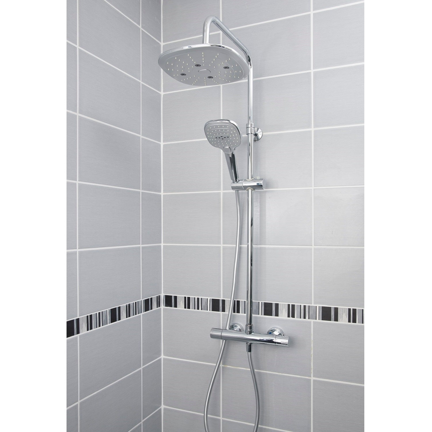 Colonne de douche thermostatique laiton – Tête carrée 240 mm