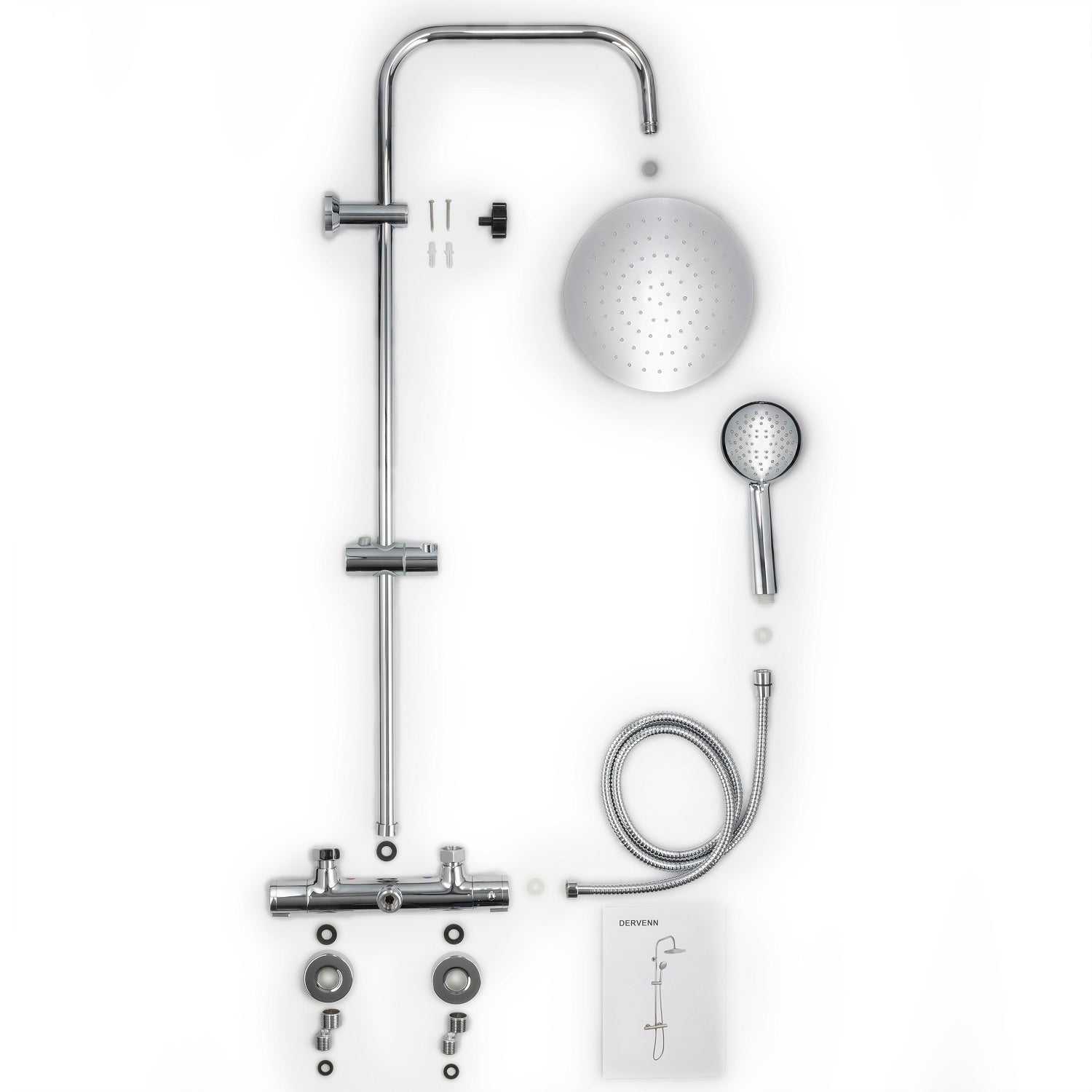 Colonne de douche thermostatique chromée – Laiton, tête 230 mm