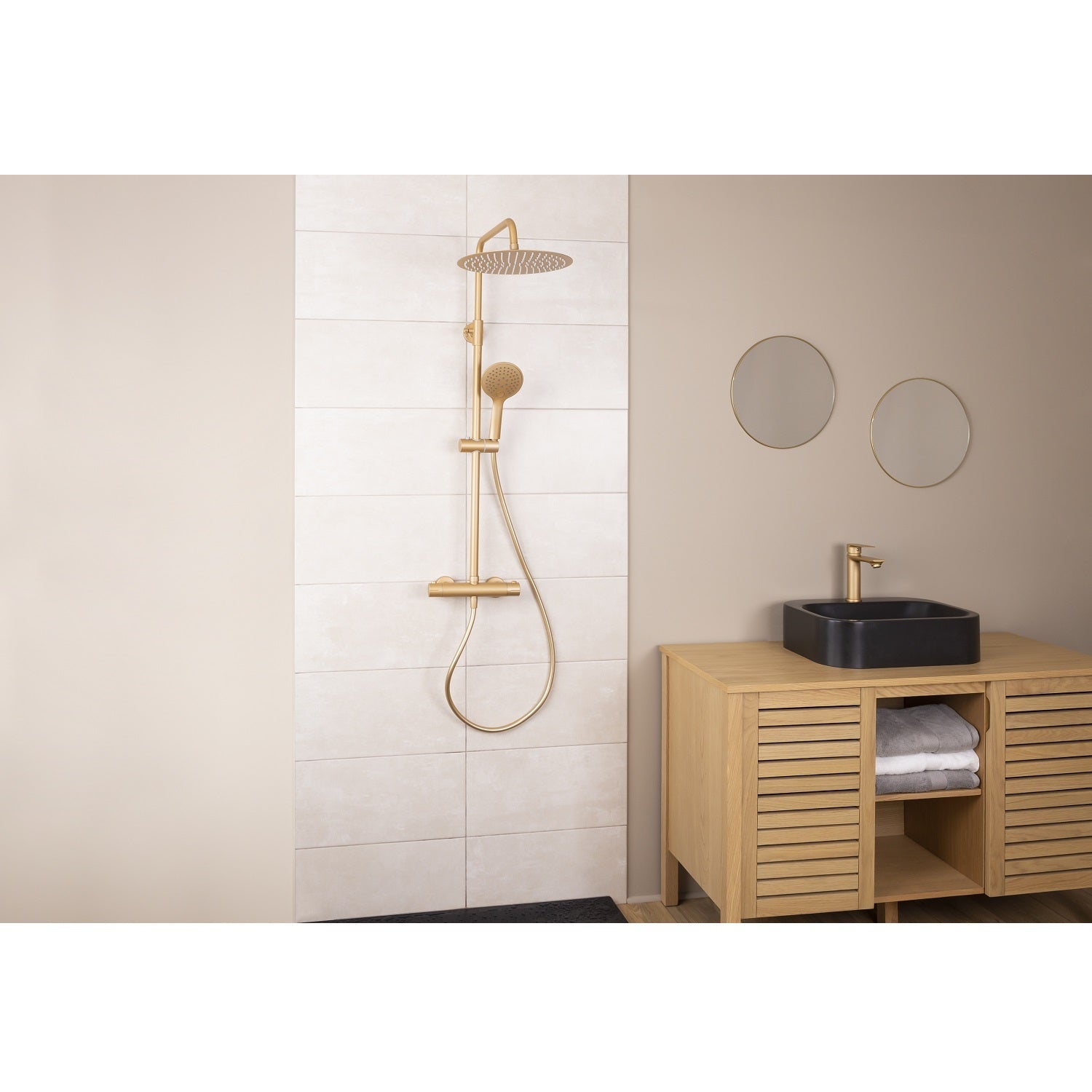 Colonne de douche thermostatique laiton – Tête XXL 300 mm