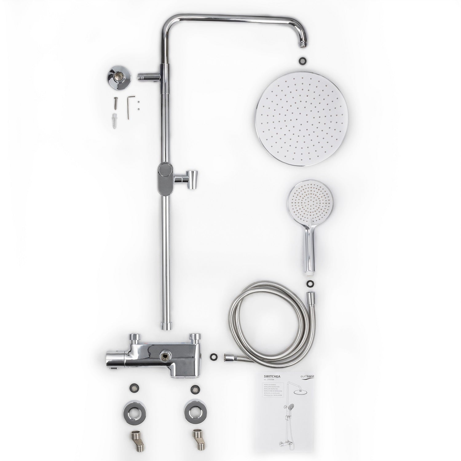 Colonne de douche thermostatique – Jets à boutons-poussoirs, laiton