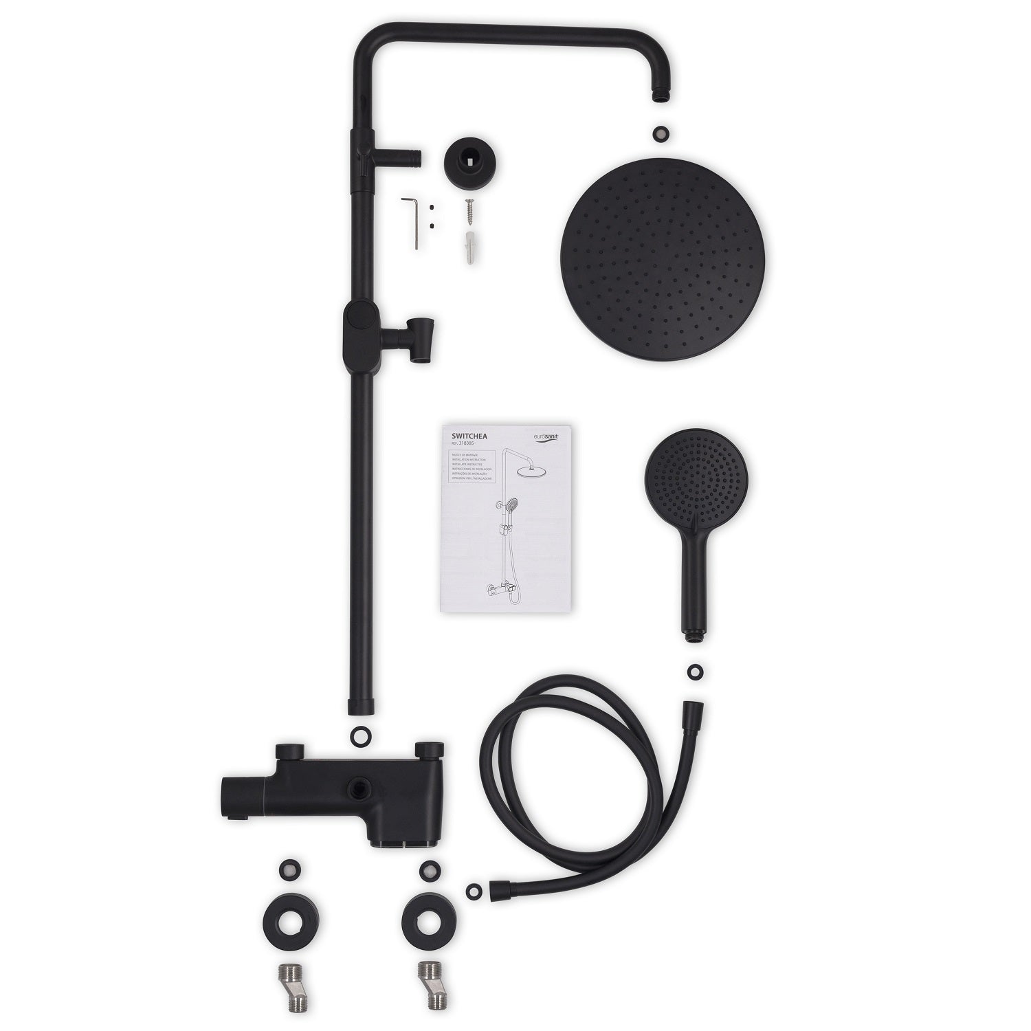 Colonne de douche thermostatique – Jets à boutons-poussoirs, laiton