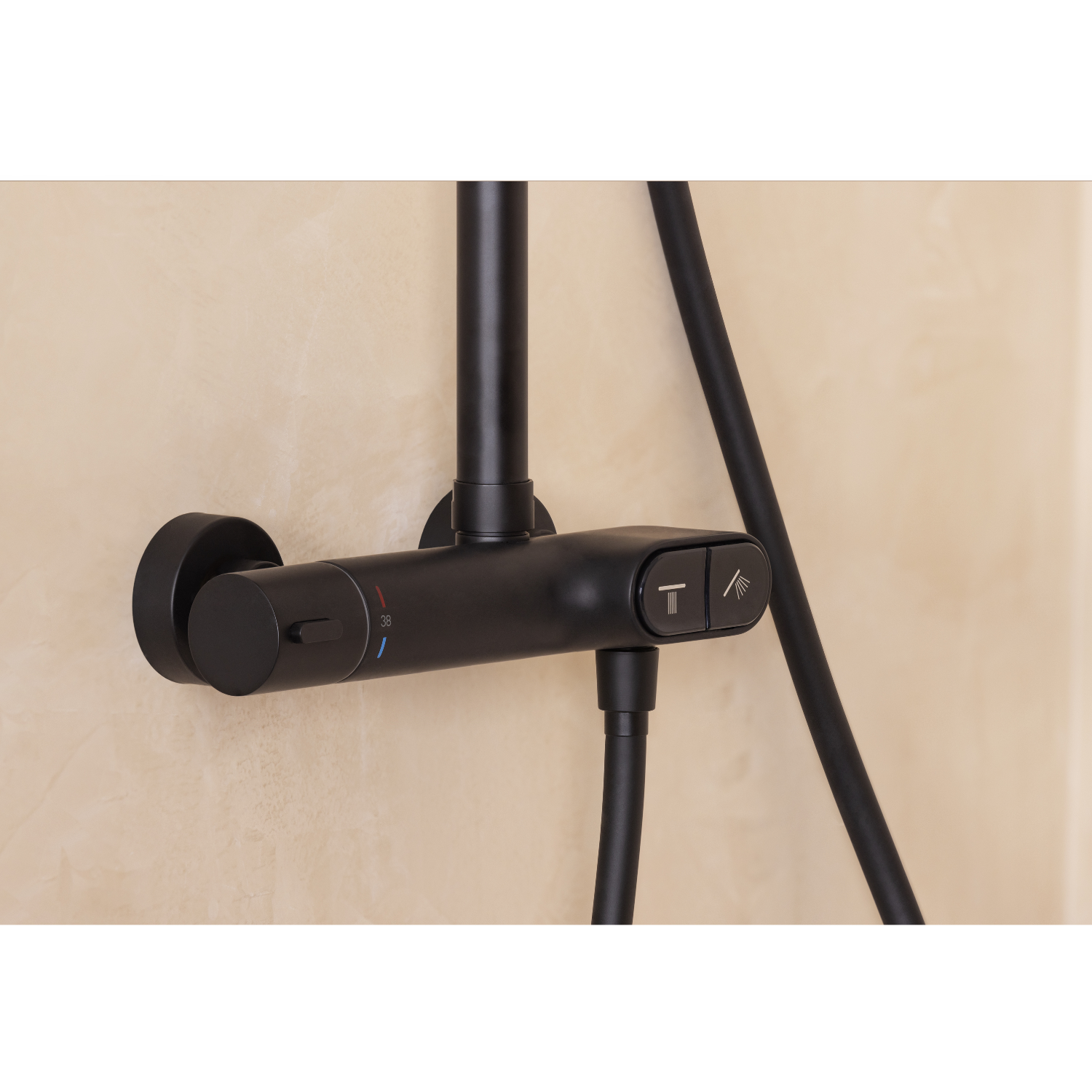 Colonne de douche thermostatique – Jets à boutons-poussoirs, laiton