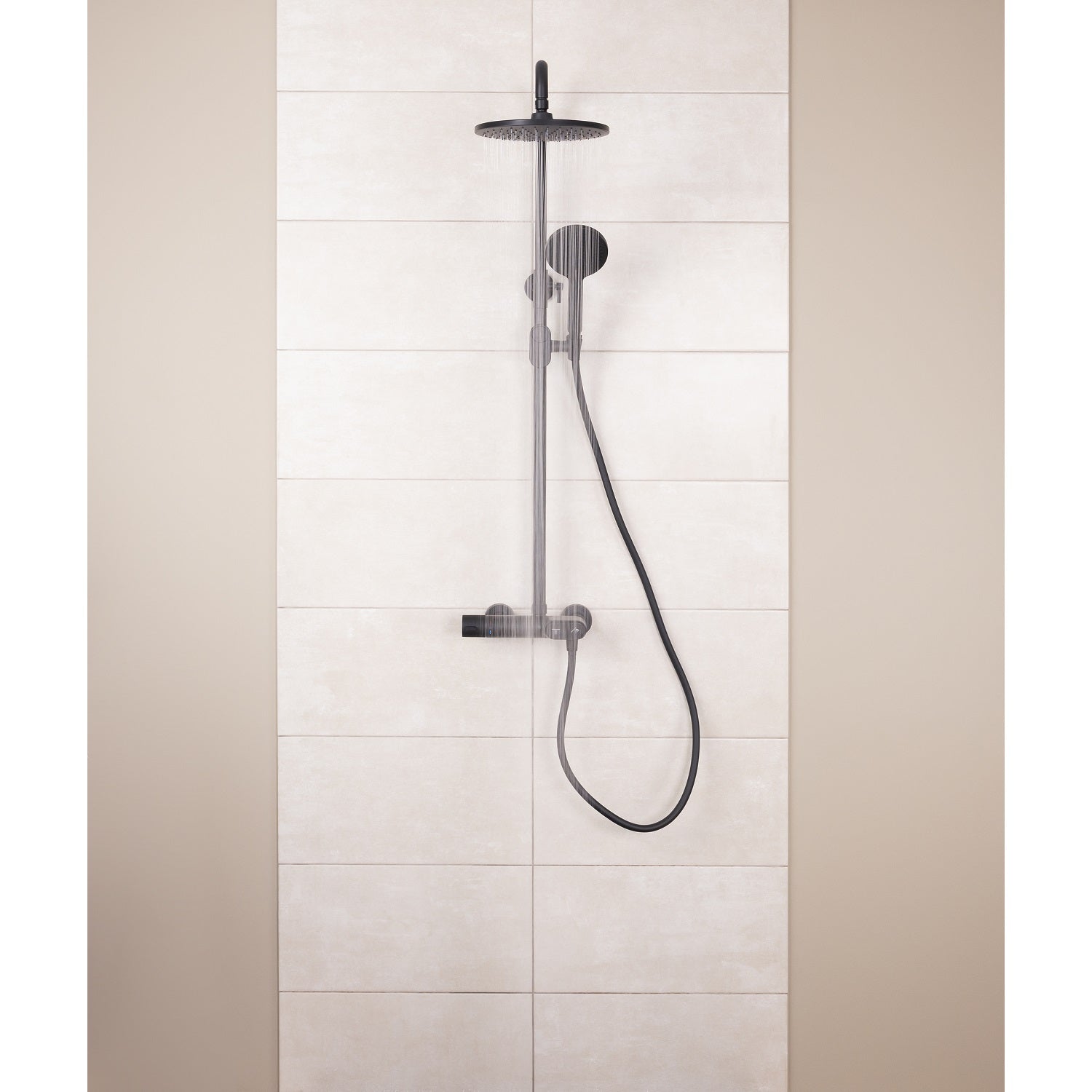 Colonne de douche thermostatique – Jets à boutons-poussoirs, laiton