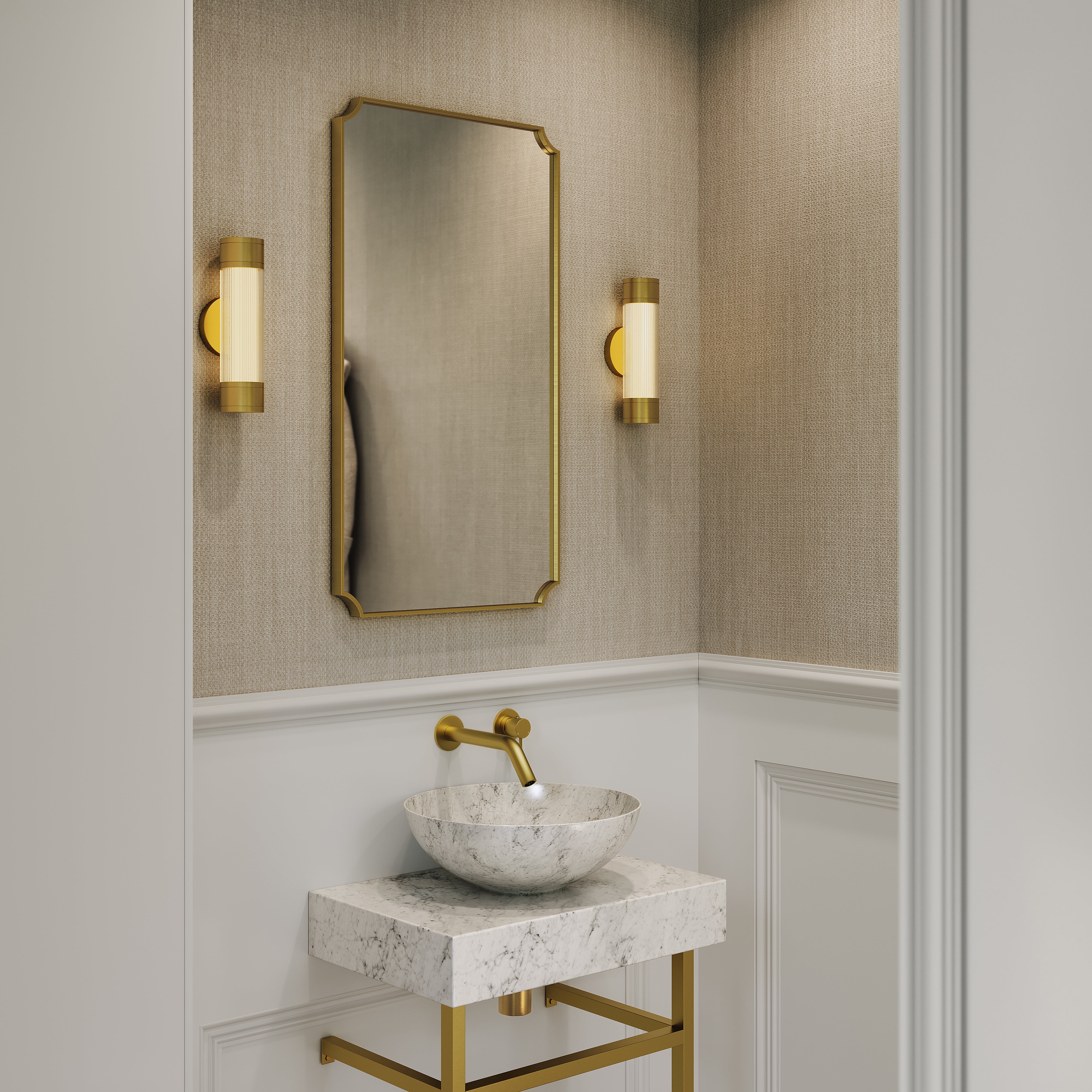 Miroir festonné doré brossé – 900 mm