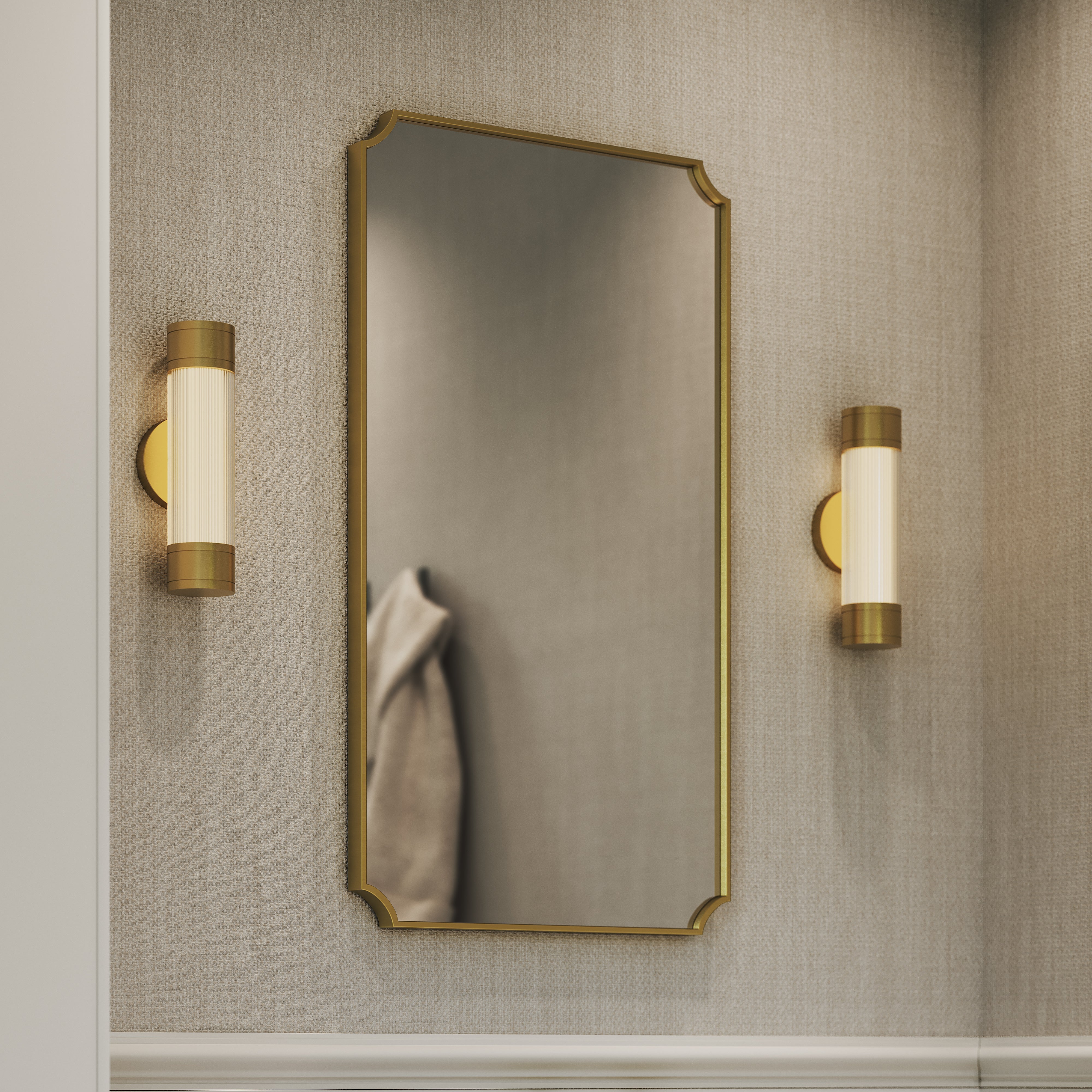 Miroir festonné doré brossé – 900 mm