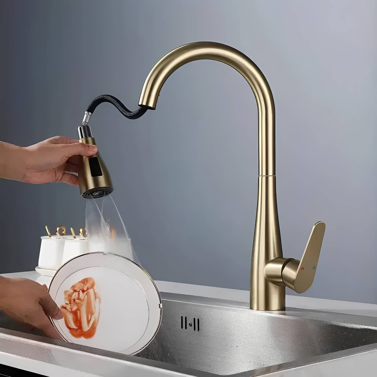 Mitigeur cuisine – Douchette extractible, bec rotatif 360°