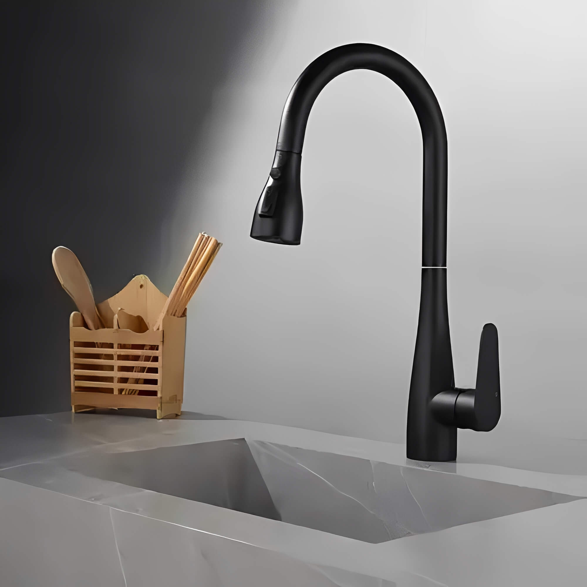 Mitigeur cuisine – Douchette extractible, bec rotatif 360°