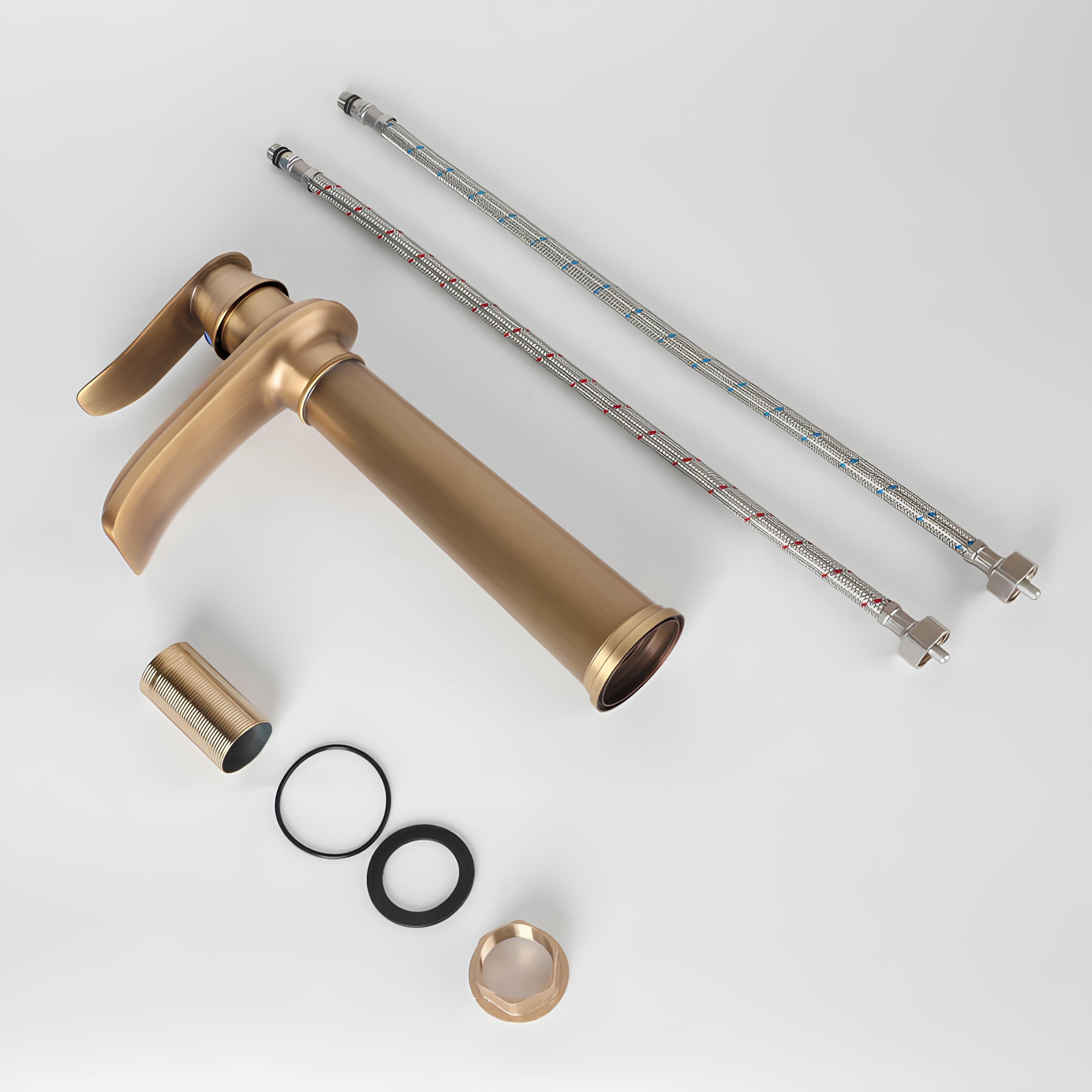 Robinet vasque cascade en laiton – Bec plat, finition mate