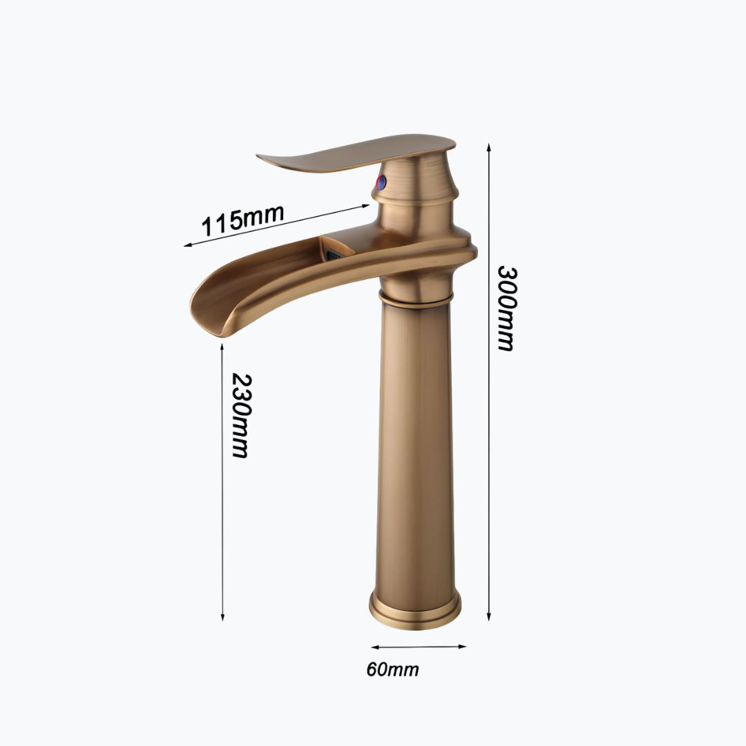 Robinet vasque cascade en laiton – Bec plat, finition mate