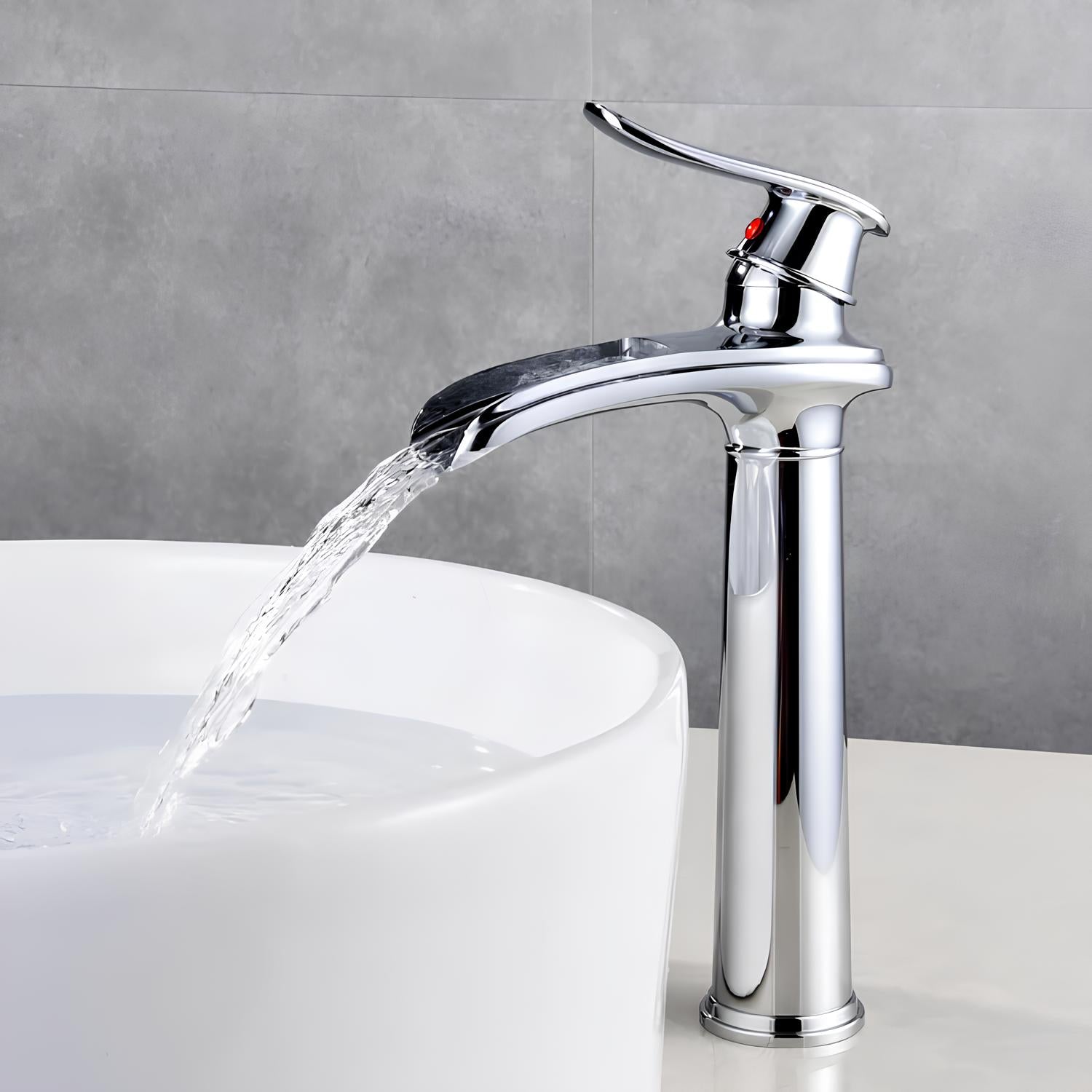 Robinet vasque cascade en laiton – Bec plat, finition mate