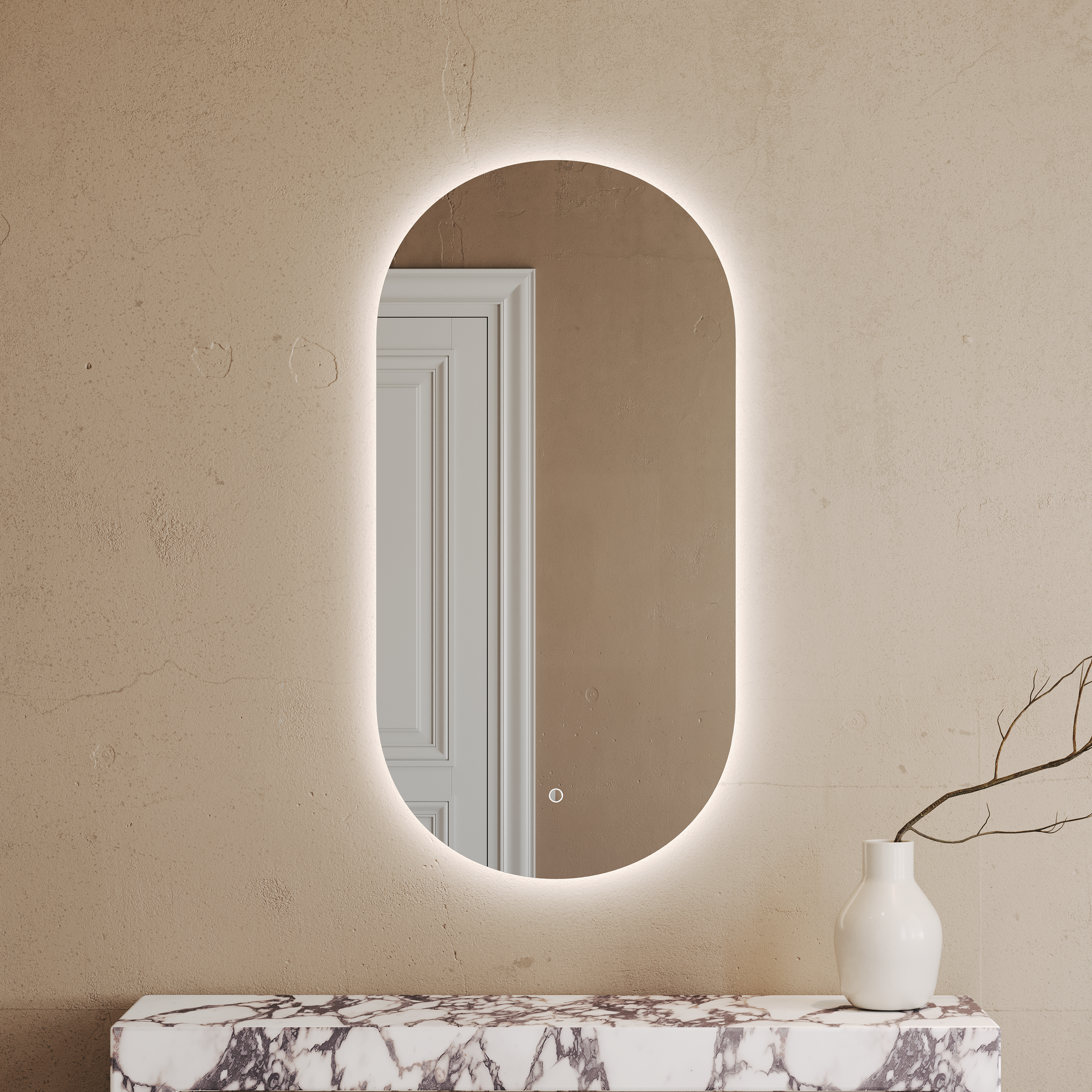 Miroir ovale LED avec anti-buée – 600 mm