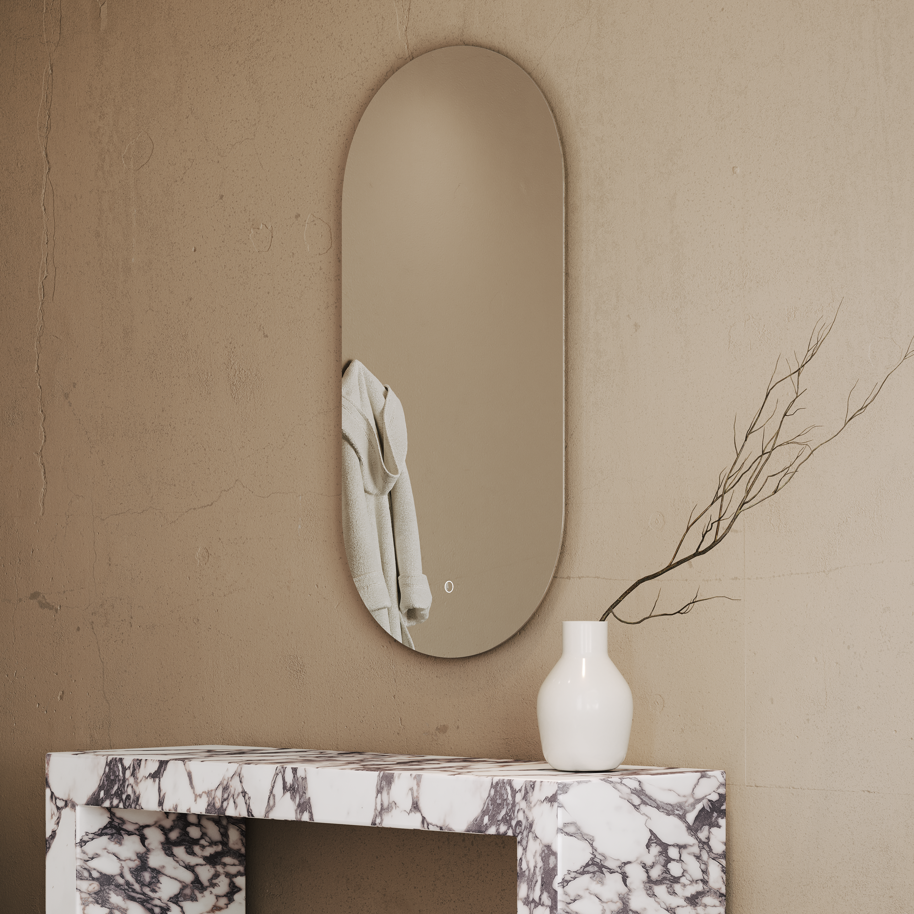Miroir ovale LED avec anti-buée – 600 mm