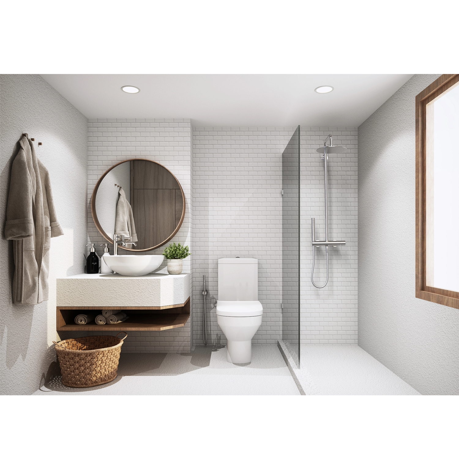 Colonne de douche mécanique laiton – Tête 250 mm, douchette stylo