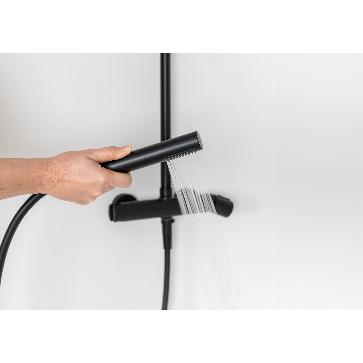Colonne de douche mécanique laiton – Tête 250 mm, douchette stylo