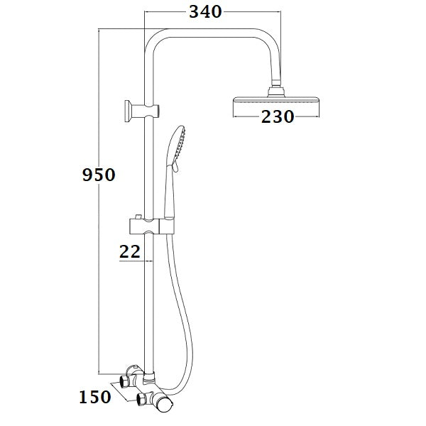 Colonne de douche thermostatique chromée – Laiton, tête 230 mm