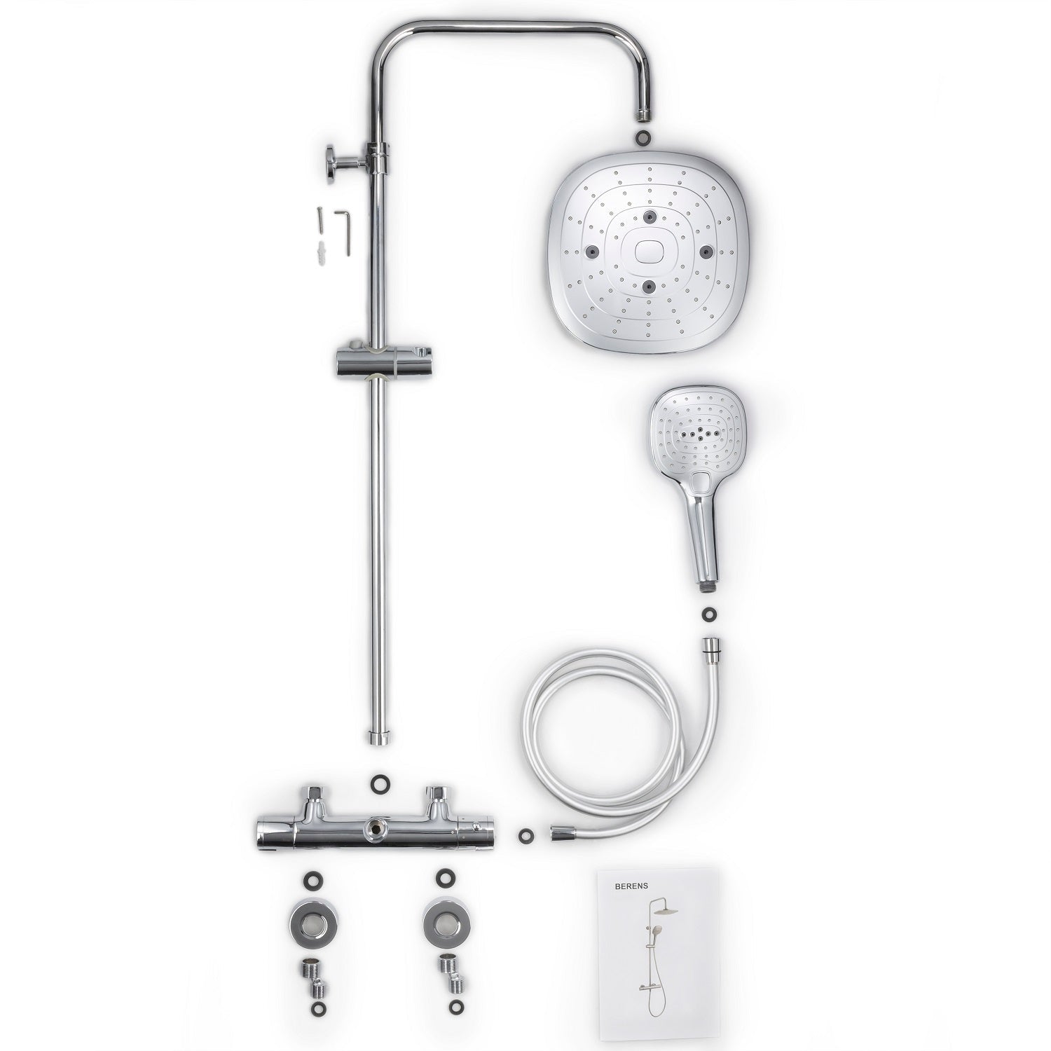 Colonne de douche thermostatique laiton – Tête carrée 240 mm