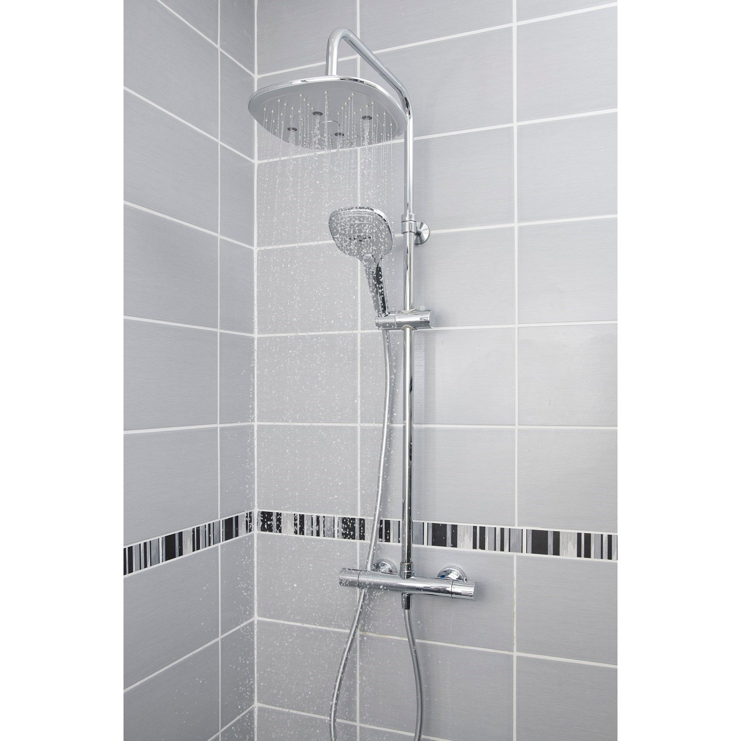 Colonne de douche thermostatique laiton – Tête carrée 240 mm
