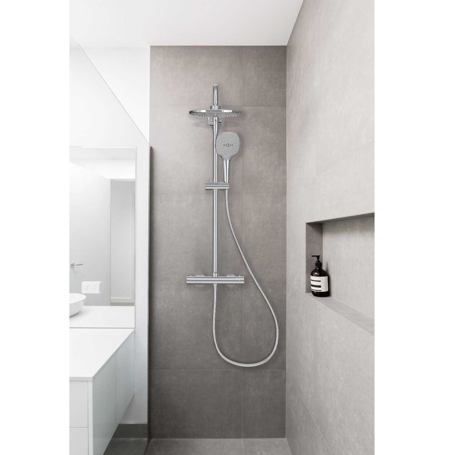 Colonne de douche thermostatique laiton – Tête carrée 240 mm