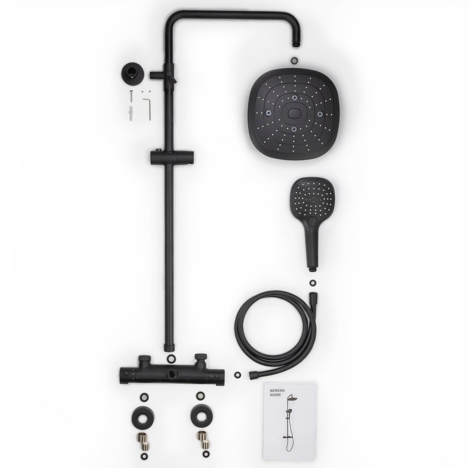 Colonne de douche thermostatique laiton – Tête carrée 240 mm