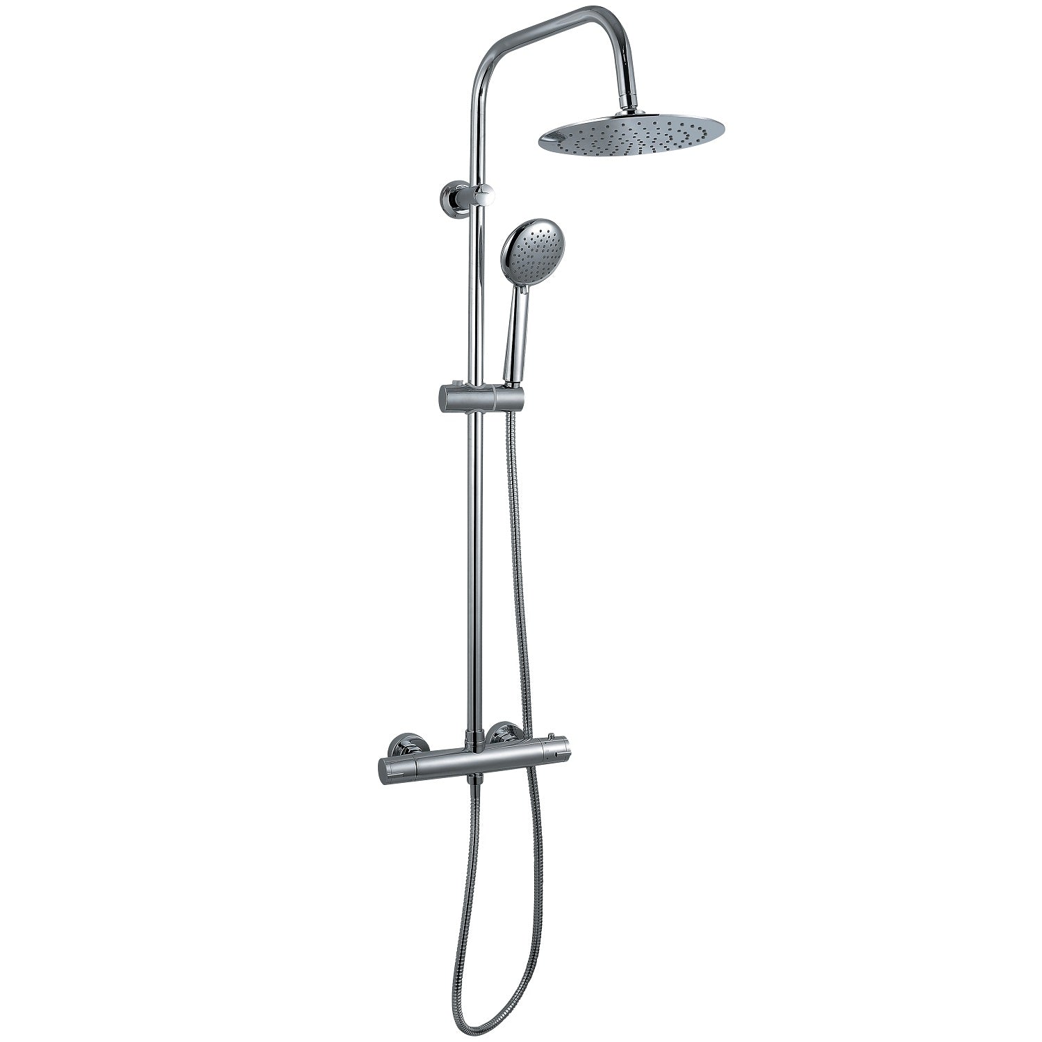 Colonne de douche thermostatique chromée – Laiton, tête 230 mm