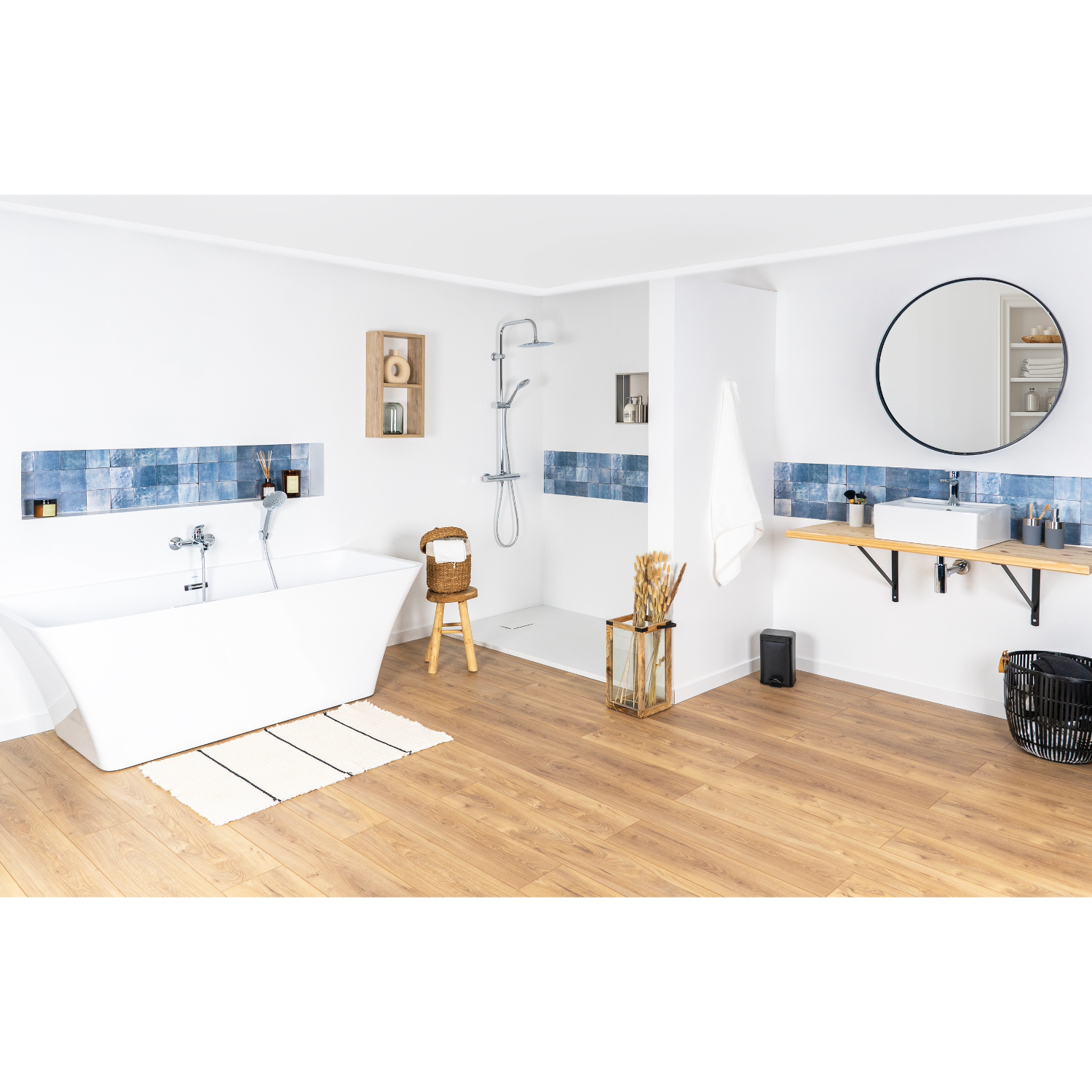 Colonne de douche thermostatique chromée – Laiton, tête 230 mm