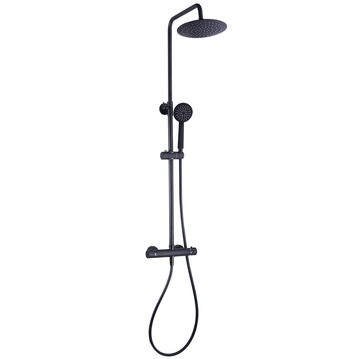 Colonne de douche thermostatique noire – Laiton, tête 230 mm