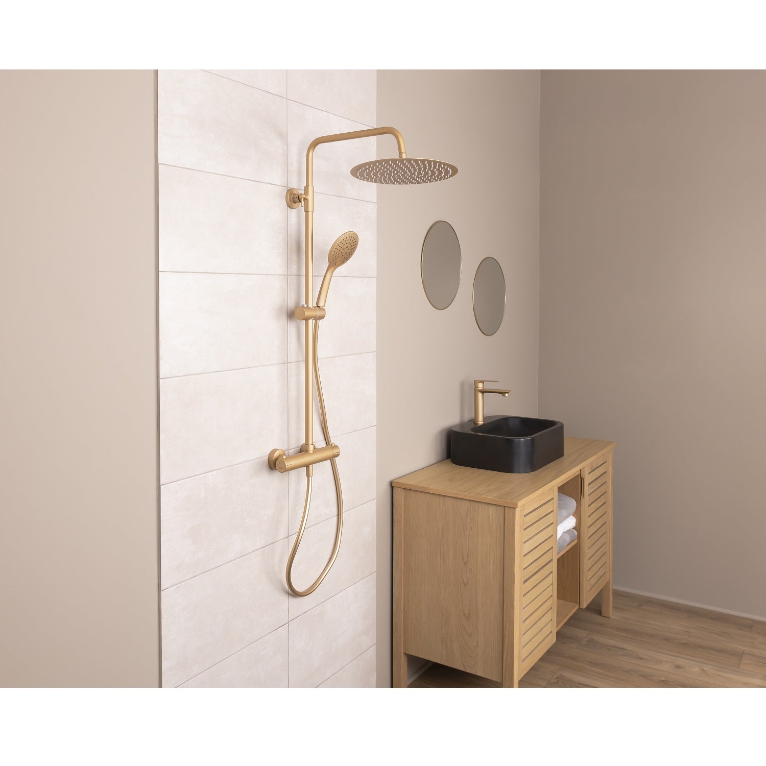 Colonne de douche thermostatique laiton – Tête XXL 300 mm