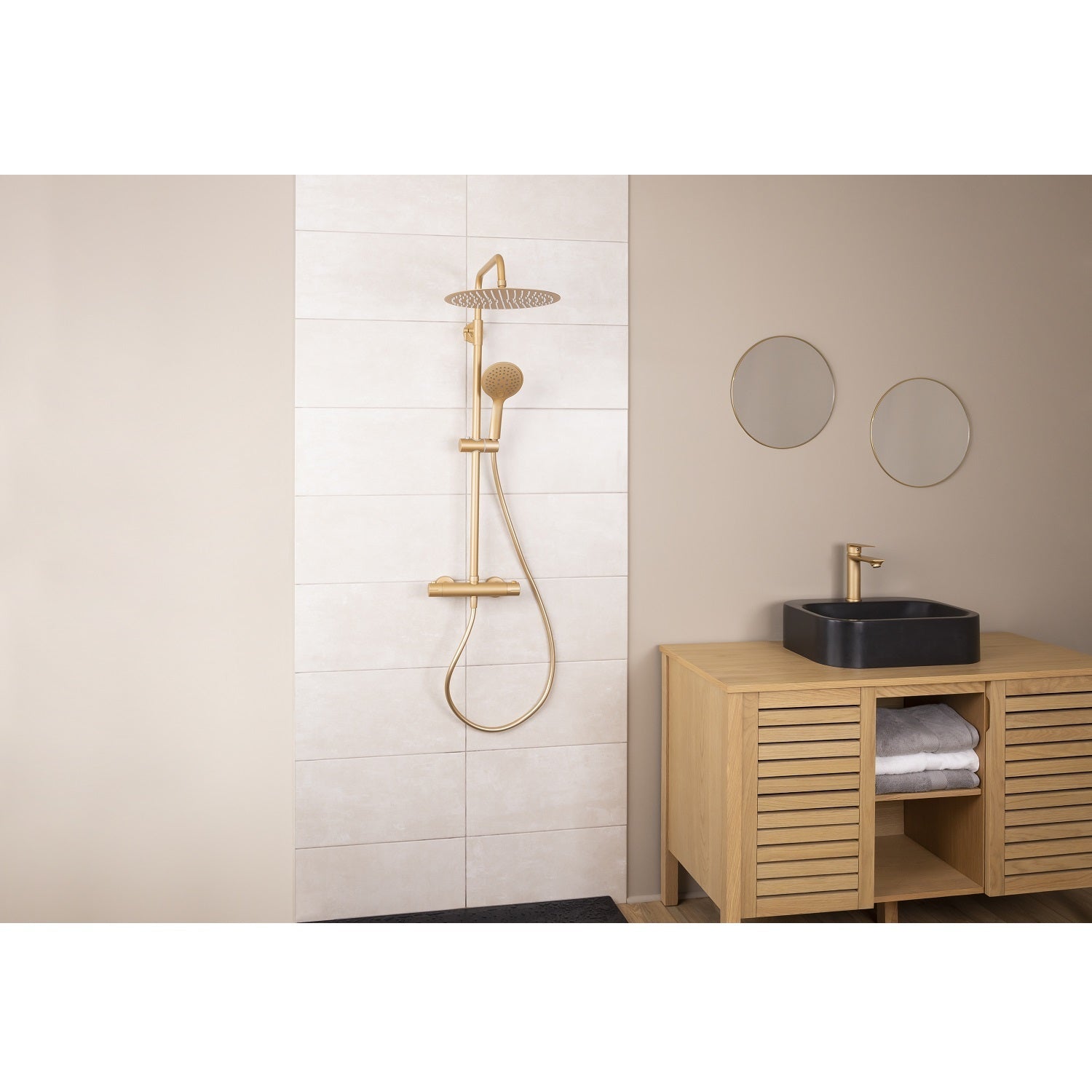 Colonne de douche thermostatique laiton – Tête XXL 300 mm