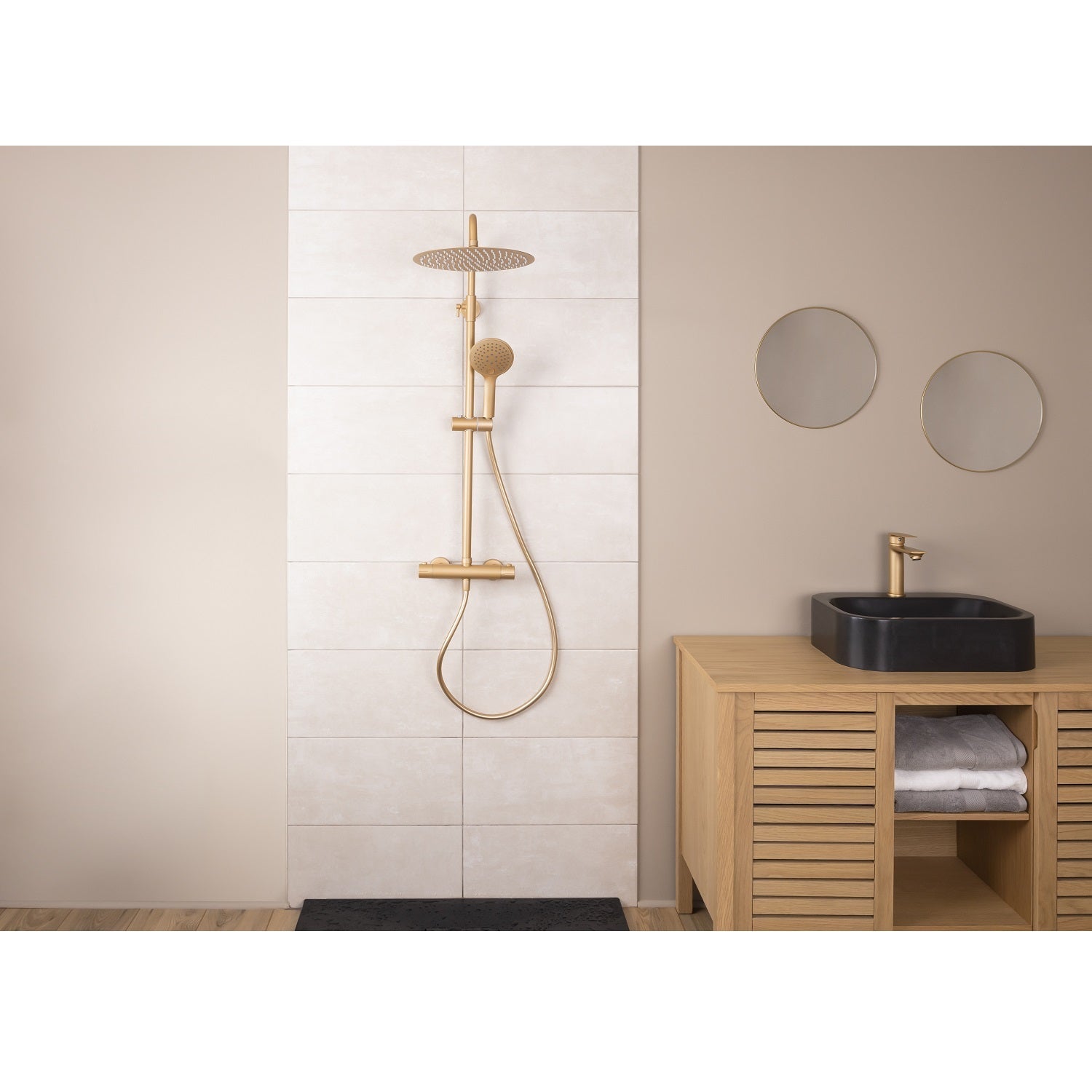 Colonne de douche thermostatique laiton – Tête XXL 300 mm