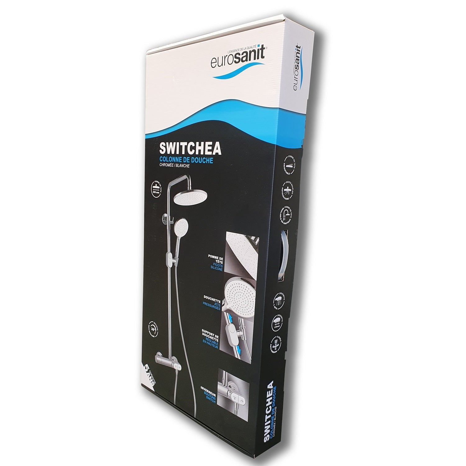 Colonne de douche thermostatique – Jets à boutons-poussoirs, laiton