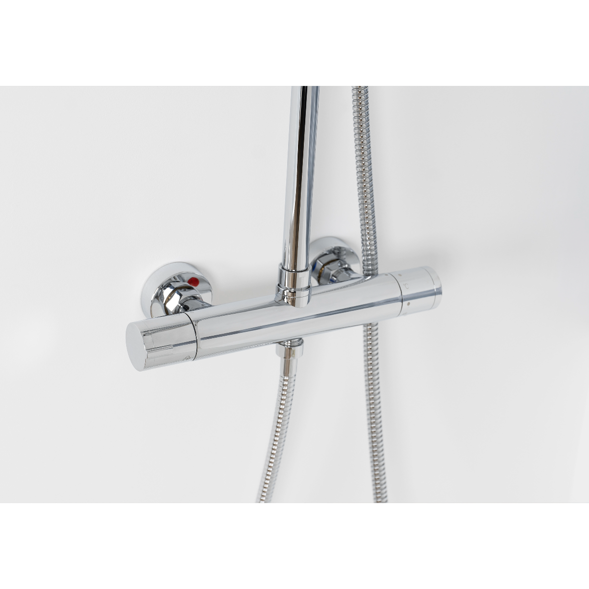 Colonne de douche thermostatique chromée – Laiton, tête 230 mm