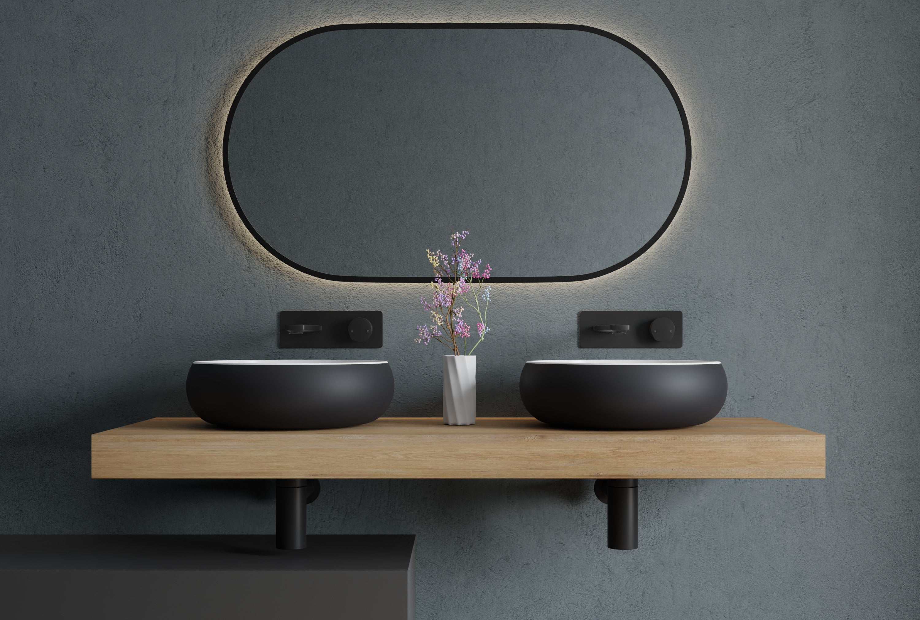 Vasque à poser ronde en résine minérale – 40 cm