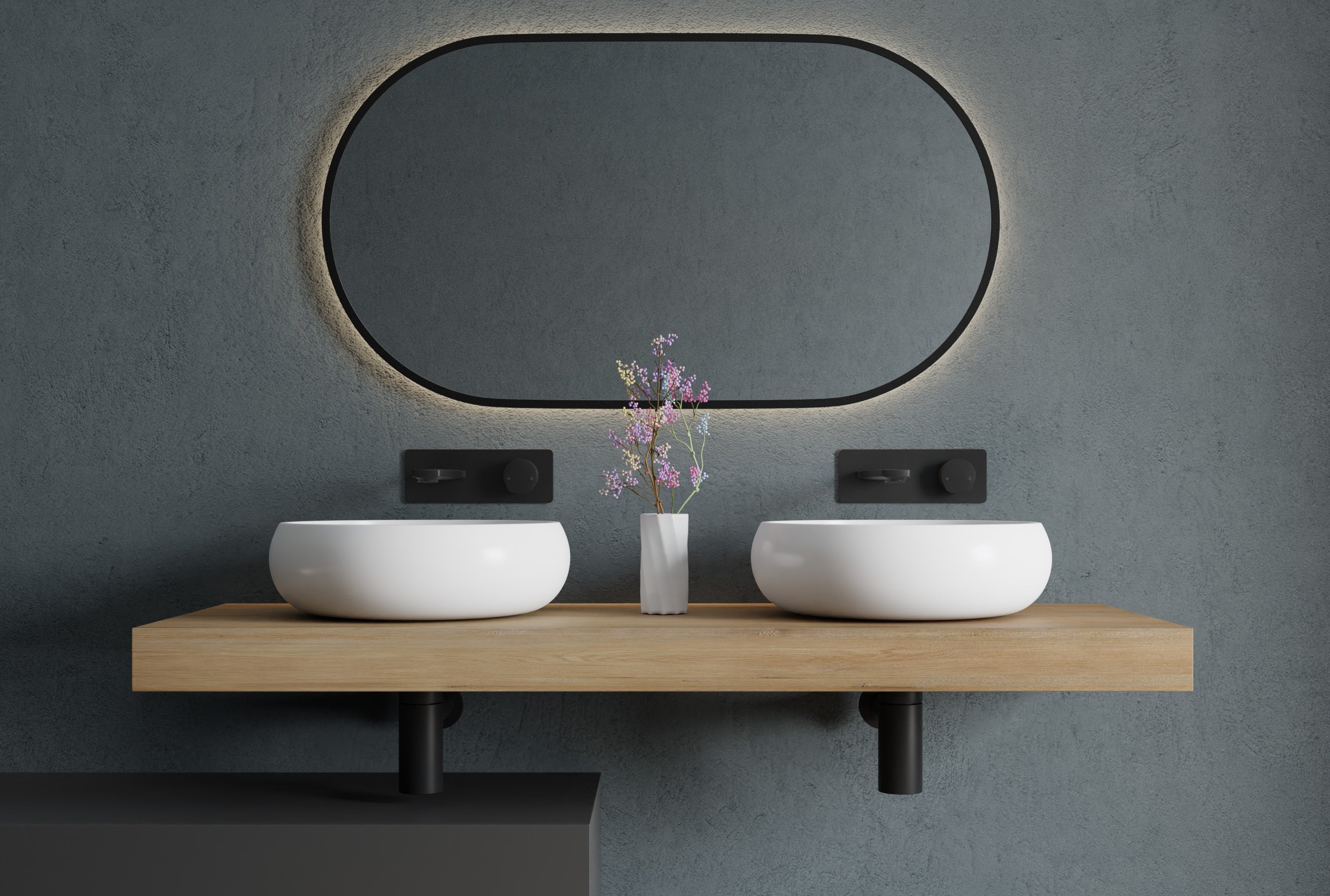 Vasque à poser ronde en résine minérale – 40 cm