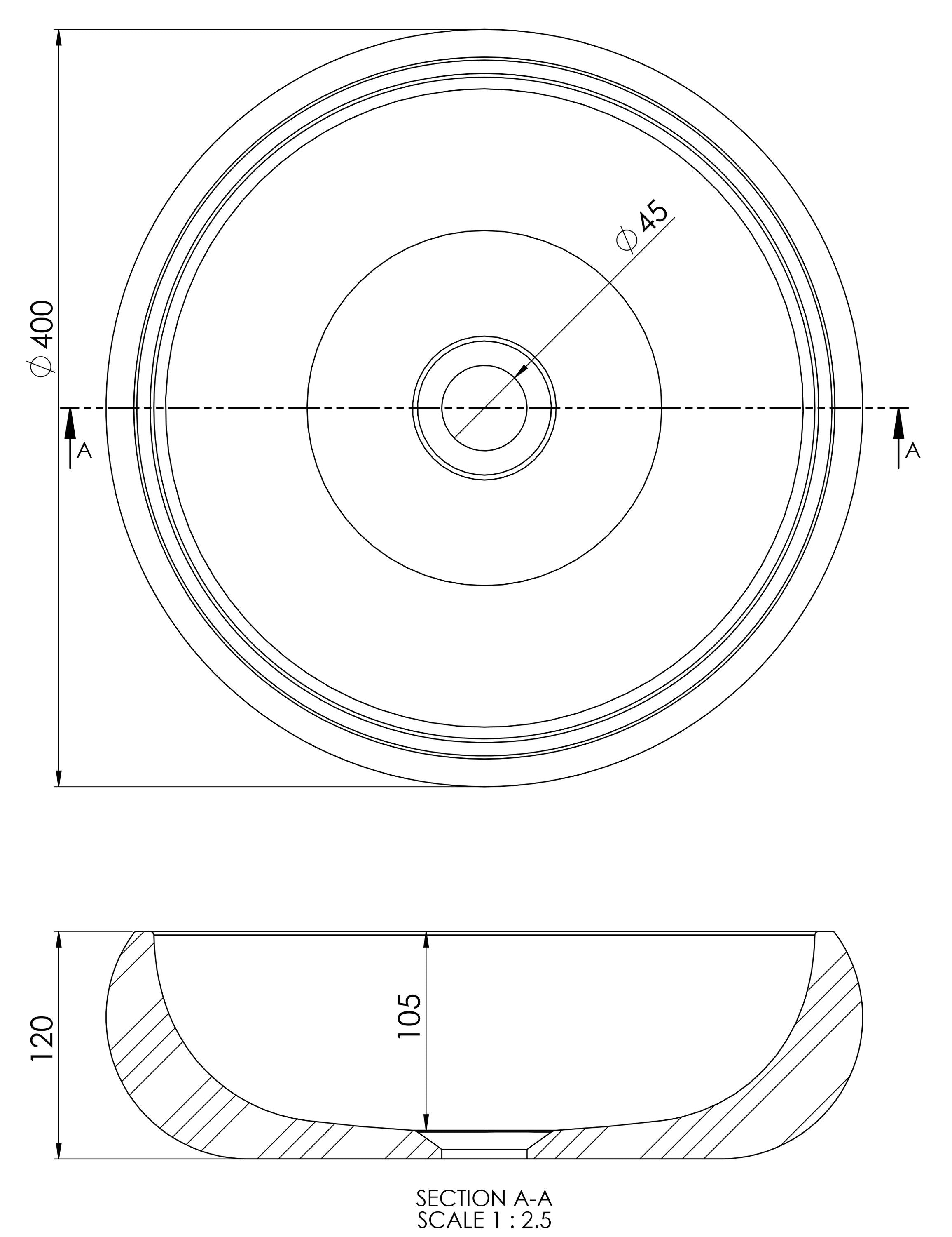 Vasque à poser ronde en résine minérale – 40 cm