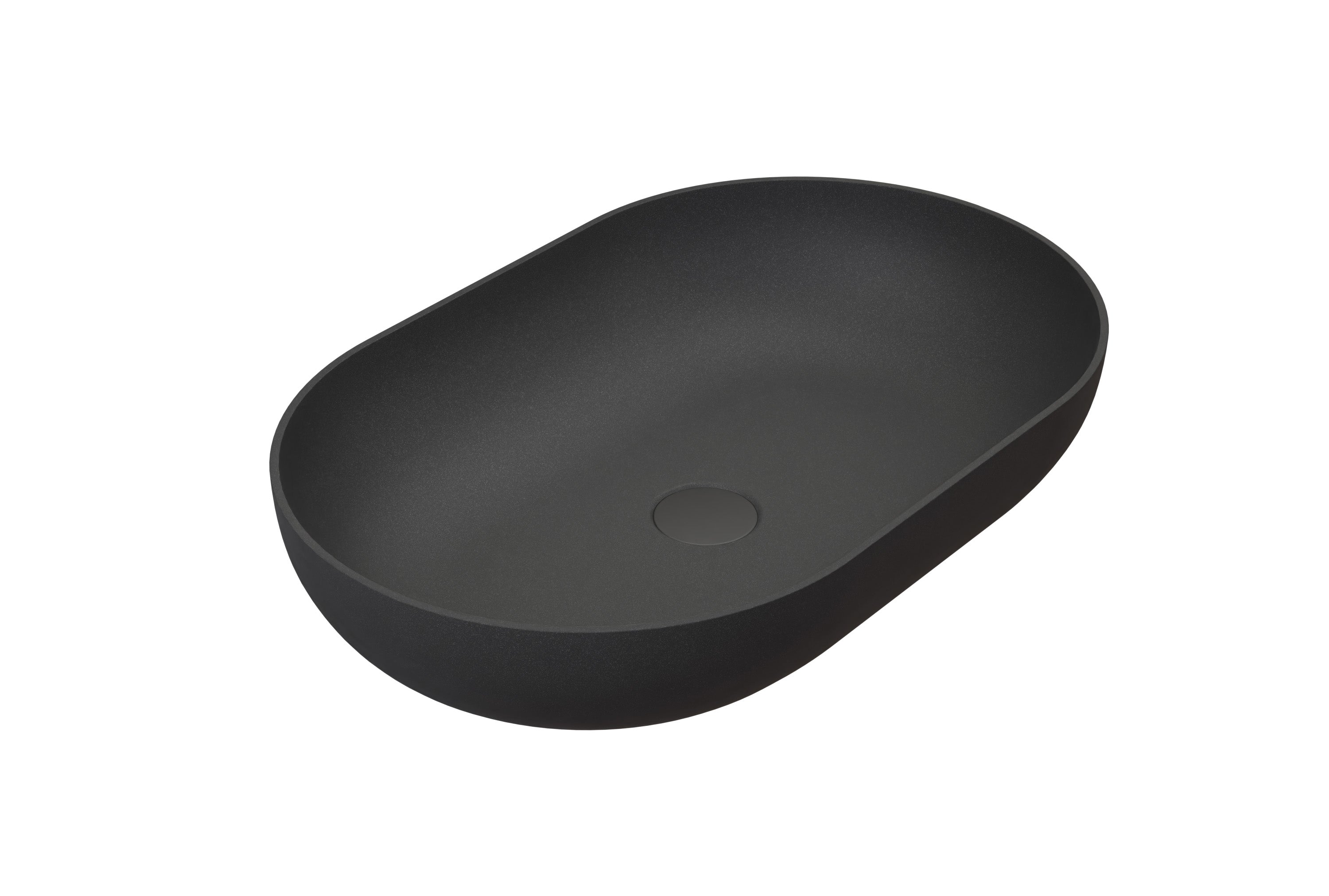 Vasque à poser ovale noir mat en résine minérale – 53 cm