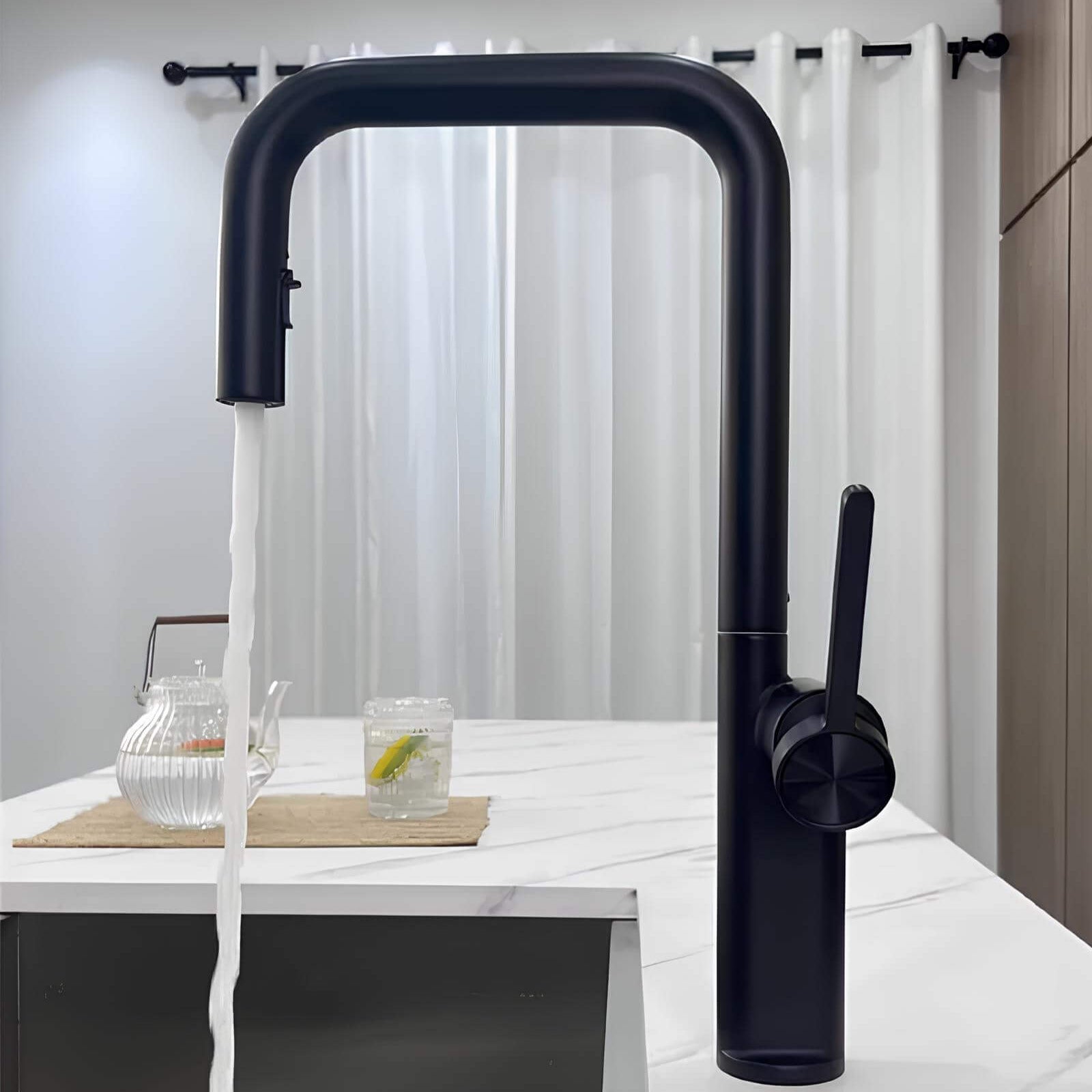 Mitigeur cuisine laiton – Bec extractible et pivotant