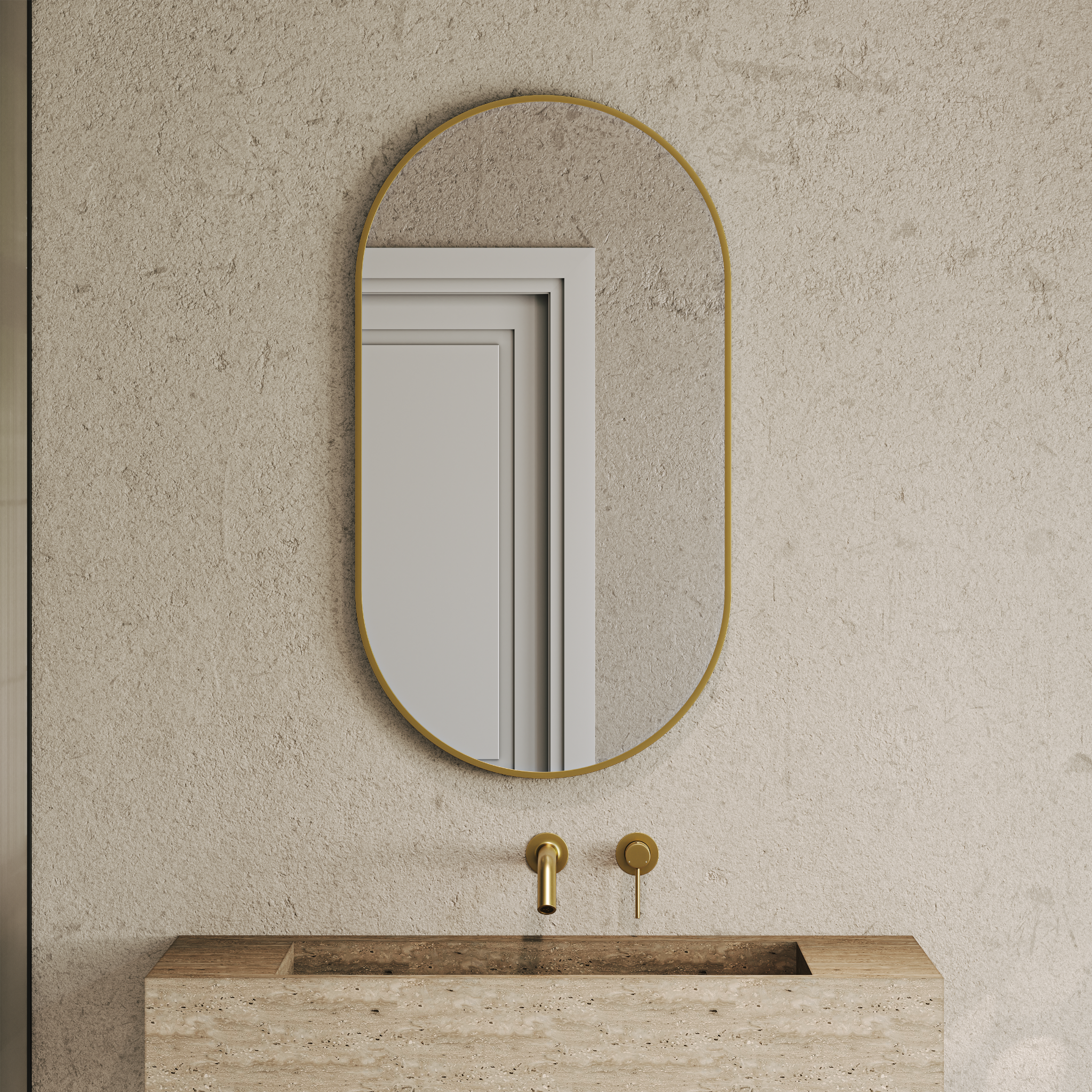 Miroir ovale doré brossé – 550 mm, sans éclairage