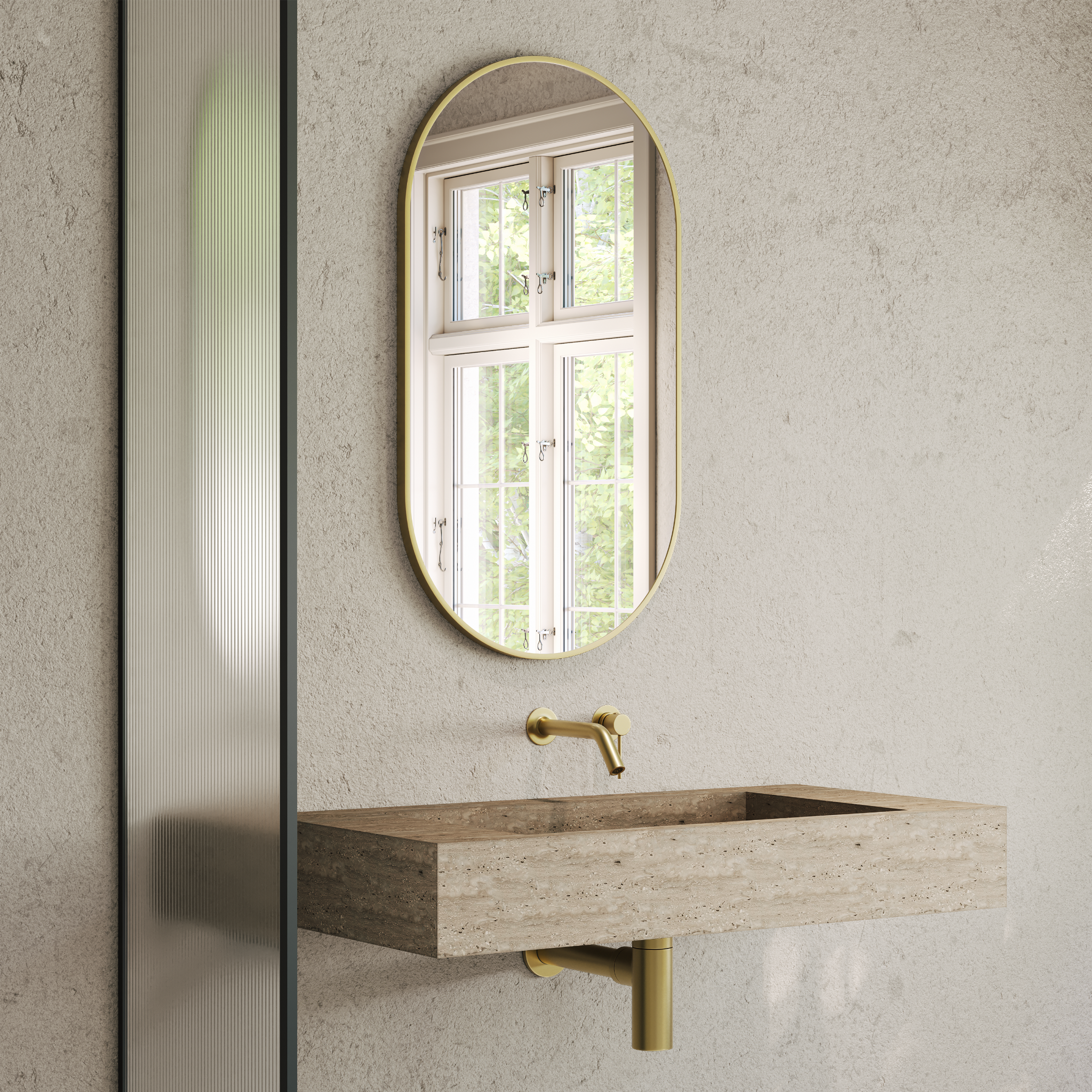 Miroir ovale doré brossé – 550 mm, sans éclairage