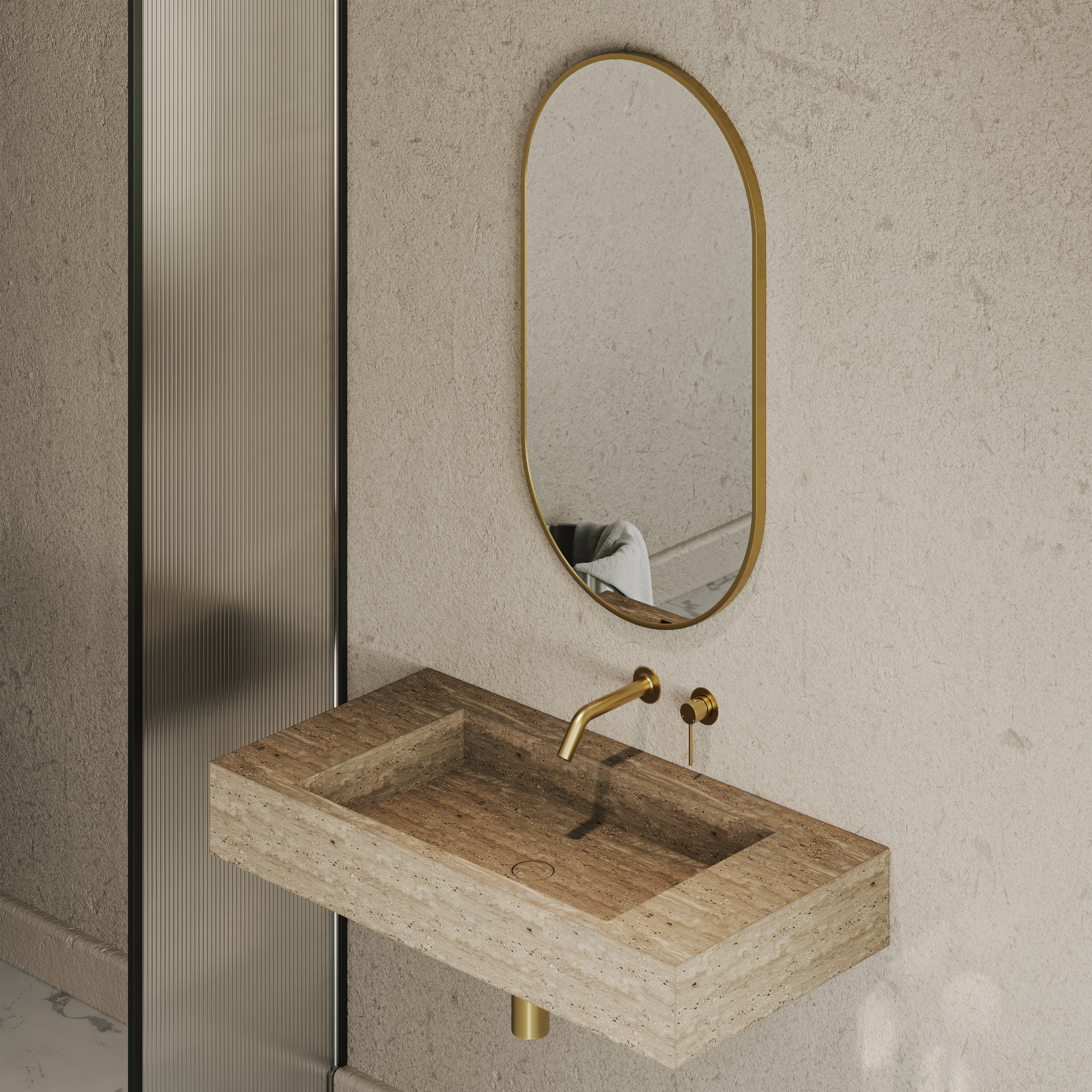 Miroir ovale doré brossé – 550 mm, sans éclairage