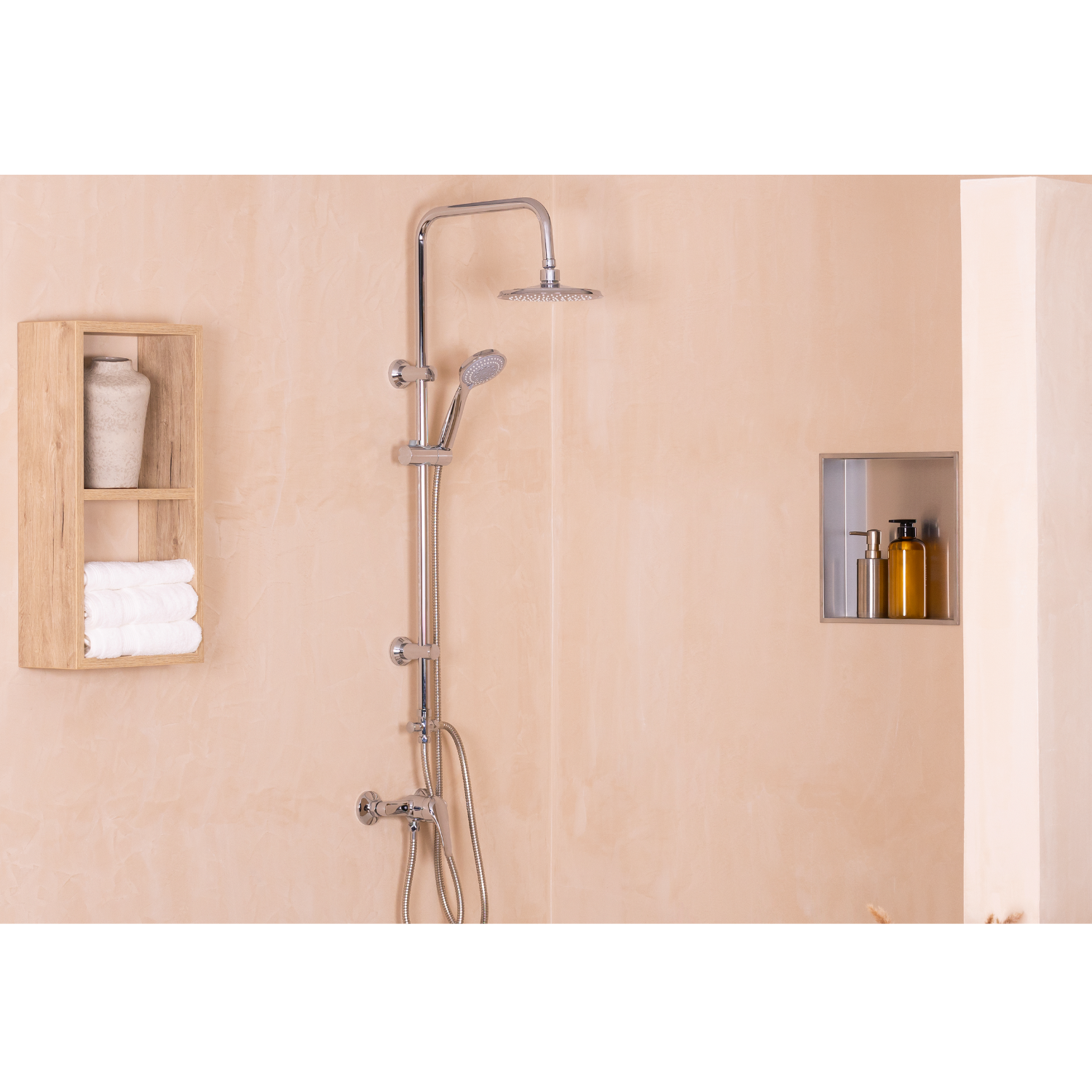 Colonne de douche sans robinetterie – Chromé, tête 200 mm