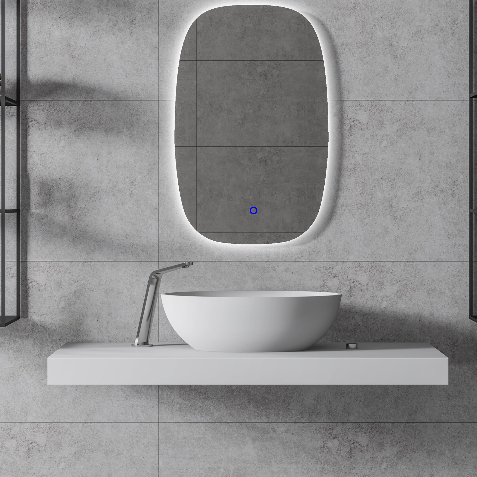 Vasque à poser ovale en résine minérale – 52,8 cm, blanc ou noir mat