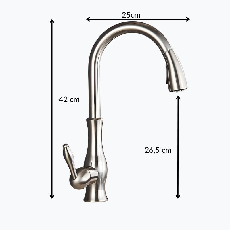 Mitigeur cuisine laiton – Douchette escamotable, col pivotant