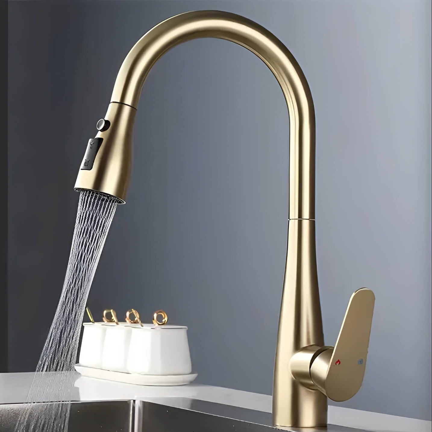 Mitigeur cuisine – Douchette extractible, bec rotatif 360°