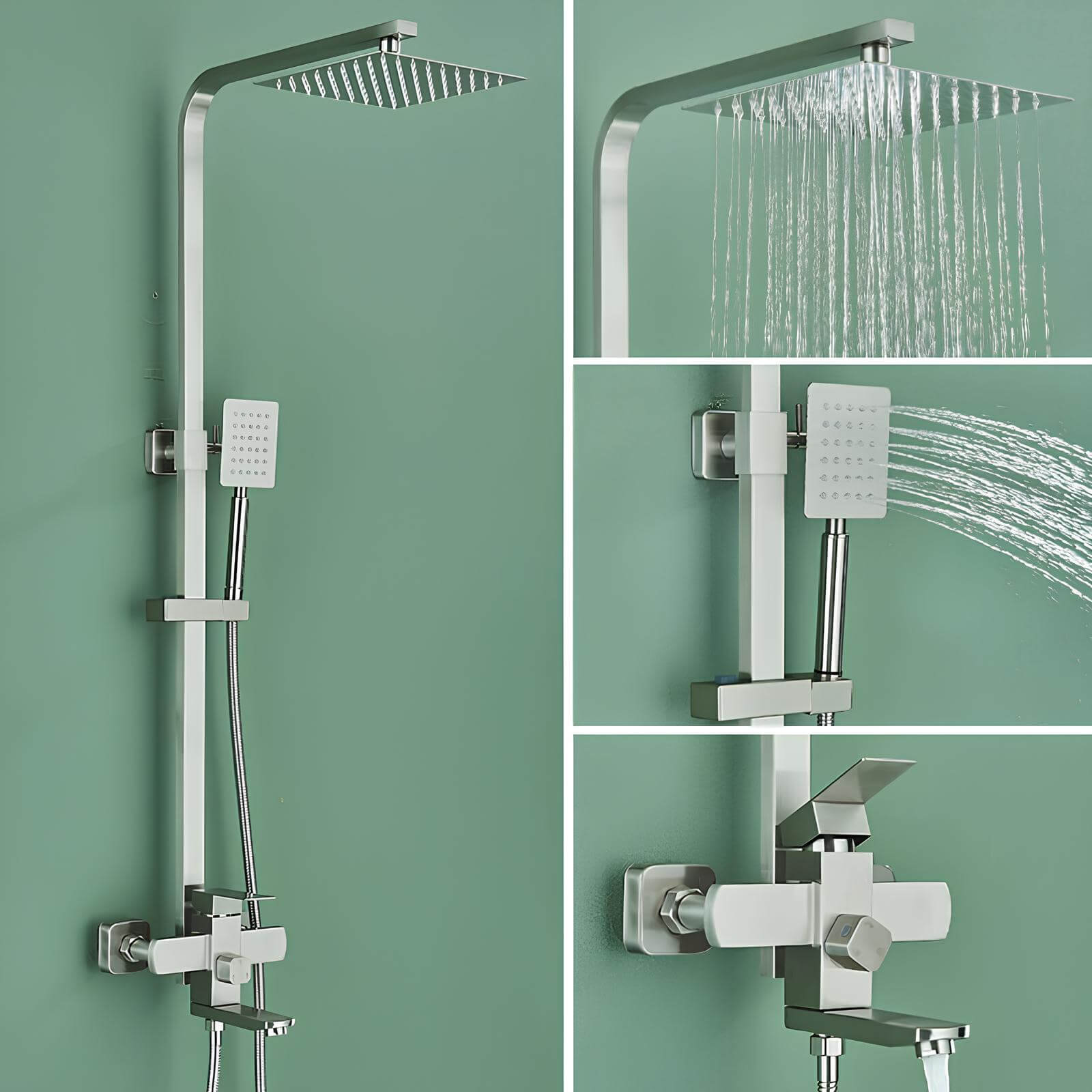 Ensemble douche 3-en-1 – Pluie, douchette et bec pivotant