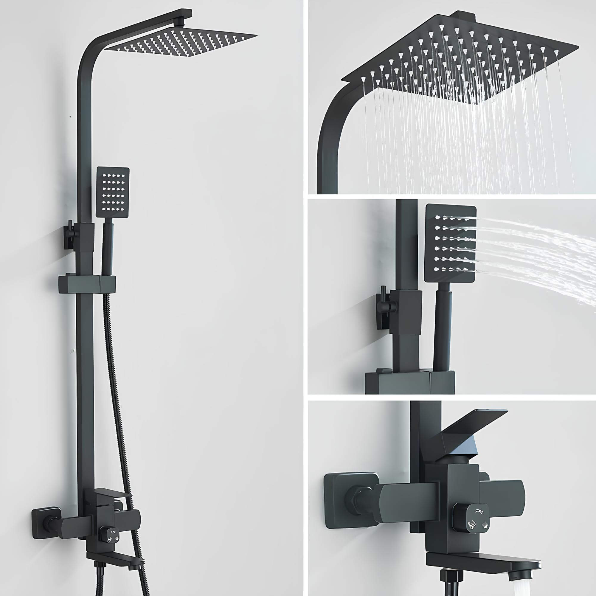 Ensemble douche 3-en-1 – Pluie, douchette et bec pivotant