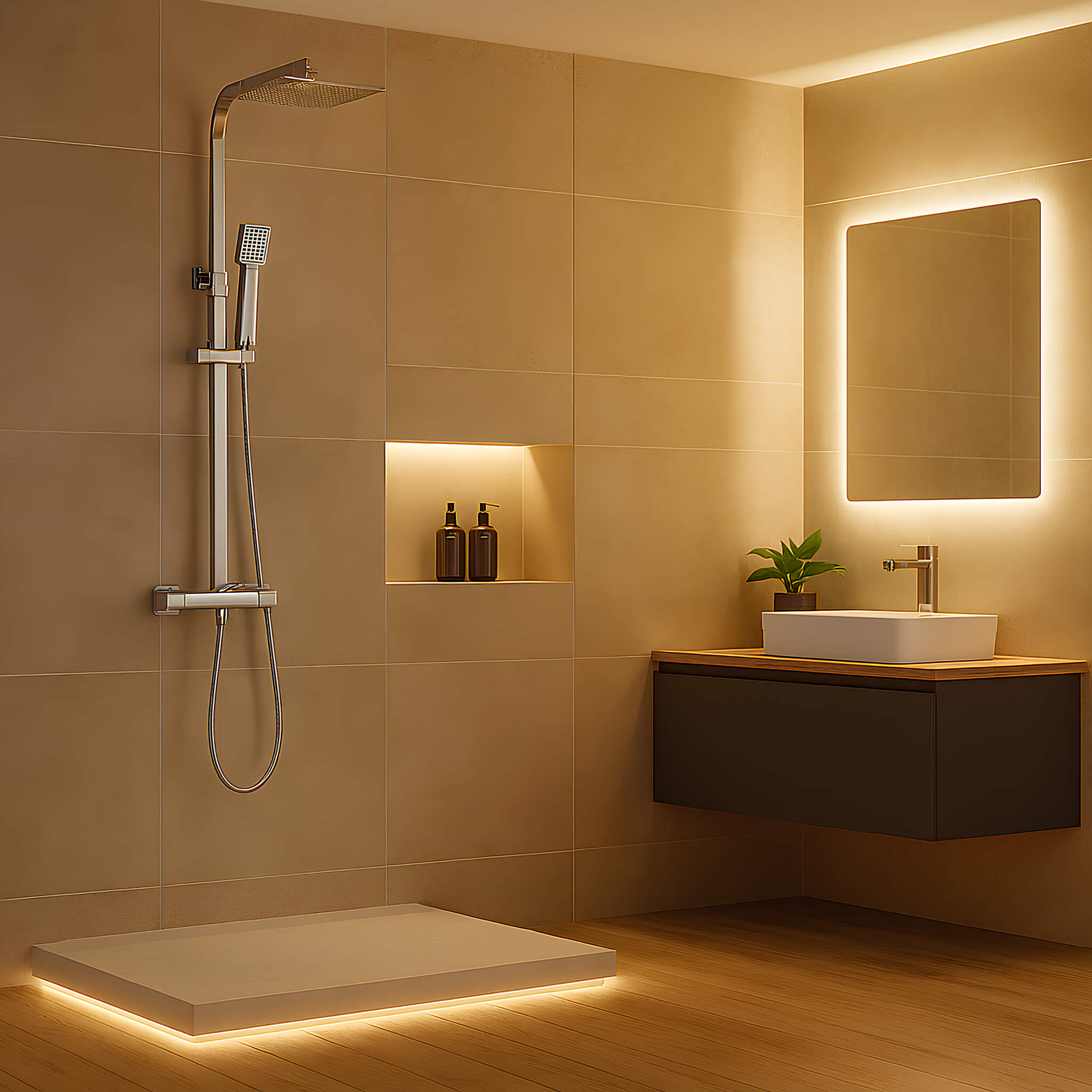 Ensemble de douche thermostatique – Colonne réglable, chromé